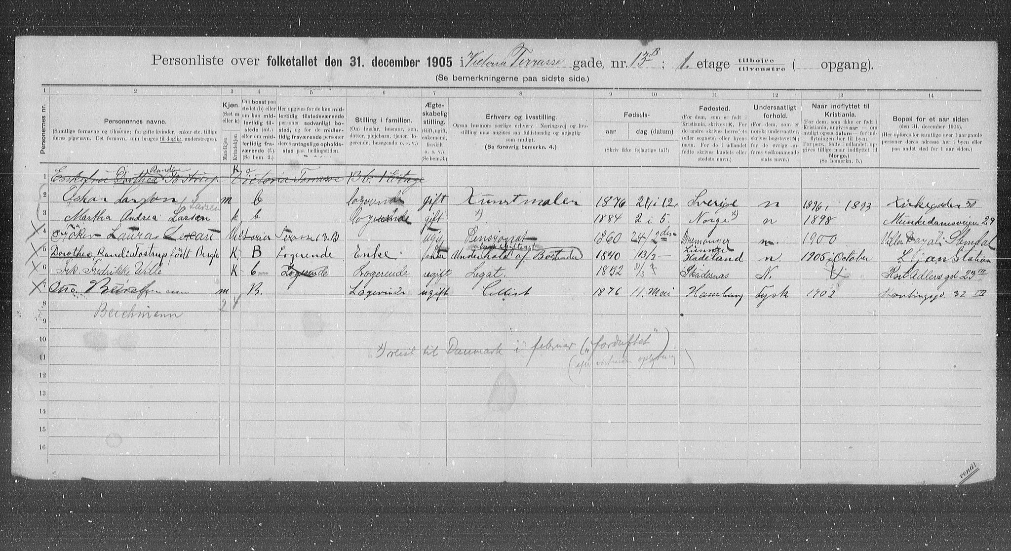 OBA, Municipal Census 1905 for Kristiania, 1905, p. 65482