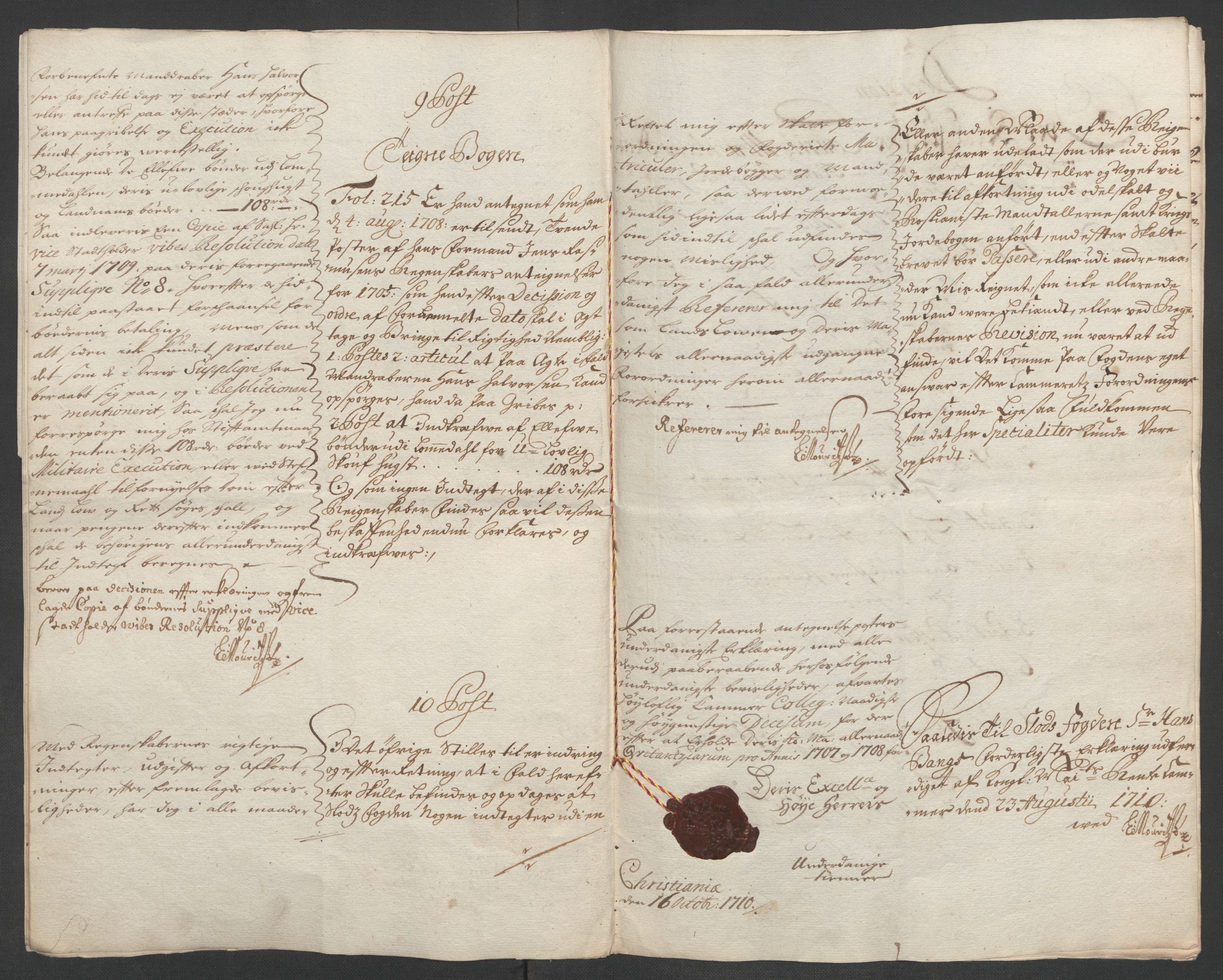 Rentekammeret inntil 1814, Reviderte regnskaper, Fogderegnskap, AV/RA-EA-4092/R10/L0447: Fogderegnskap Aker og Follo, 1707-1709, p. 384