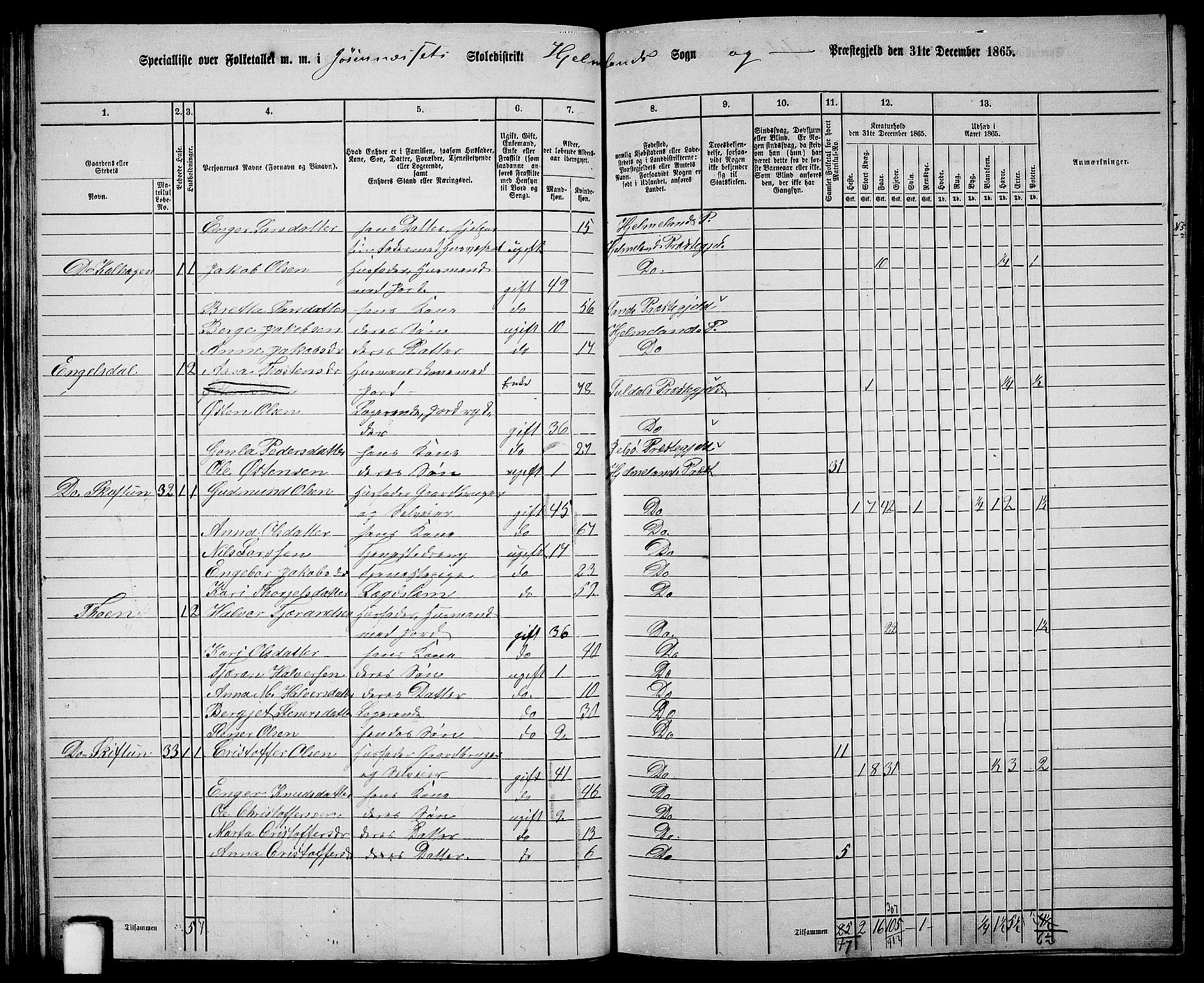 RA, 1865 census for Hjelmeland, 1865, p. 37