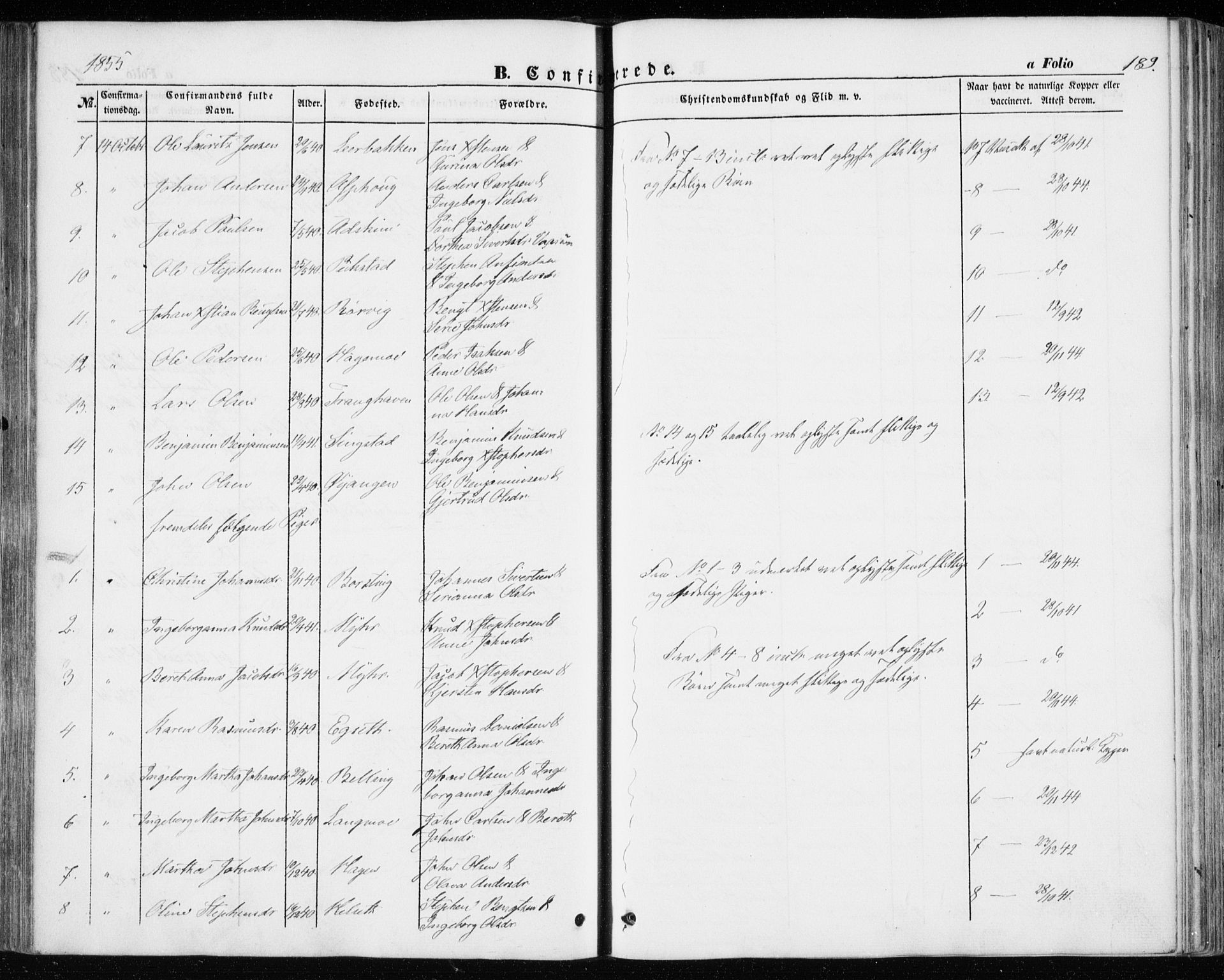 Ministerialprotokoller, klokkerbøker og fødselsregistre - Sør-Trøndelag, AV/SAT-A-1456/646/L0611: Parish register (official) no. 646A09, 1848-1857, p. 189