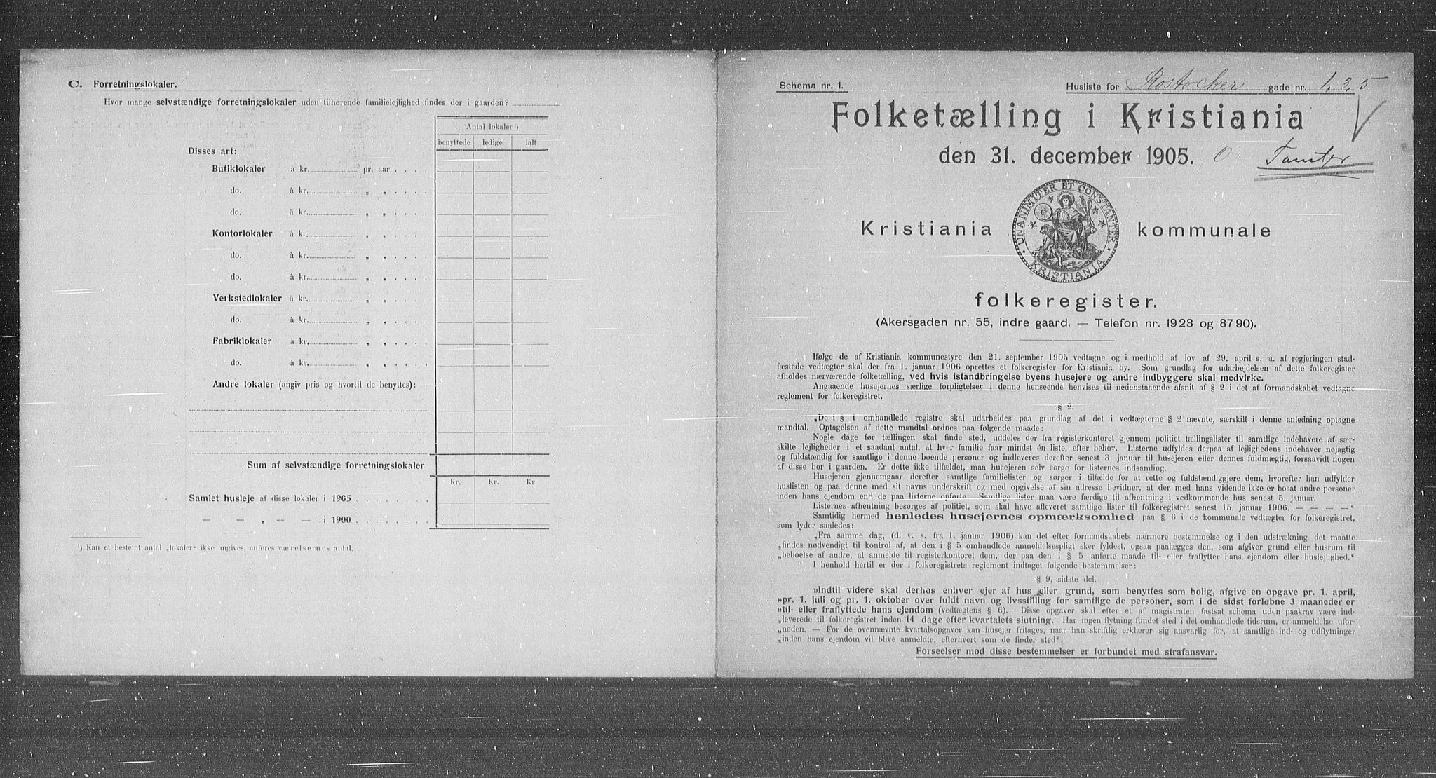 OBA, Municipal Census 1905 for Kristiania, 1905, p. 44562