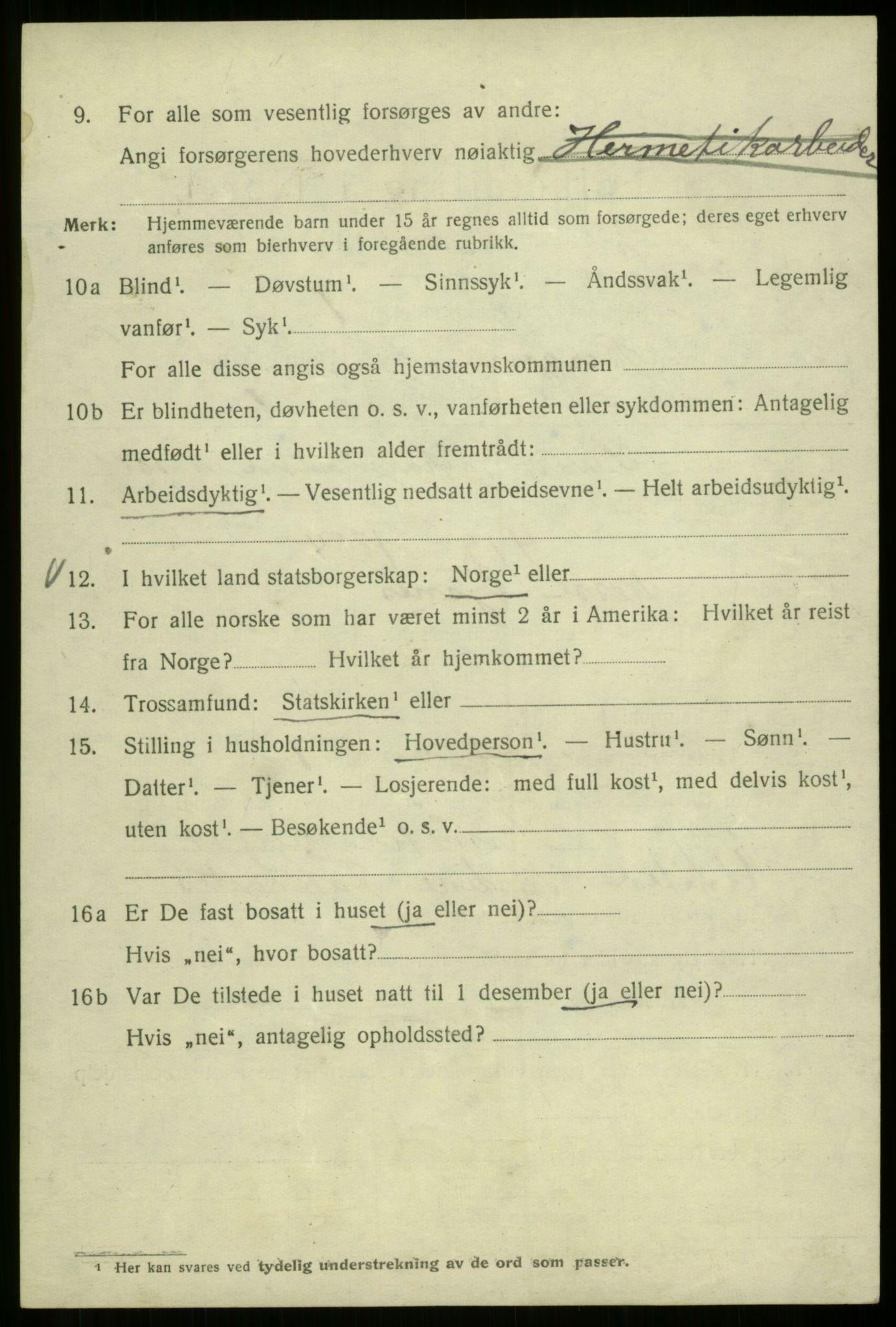 SAB, 1920 census for Bergen, 1920, p. 118408