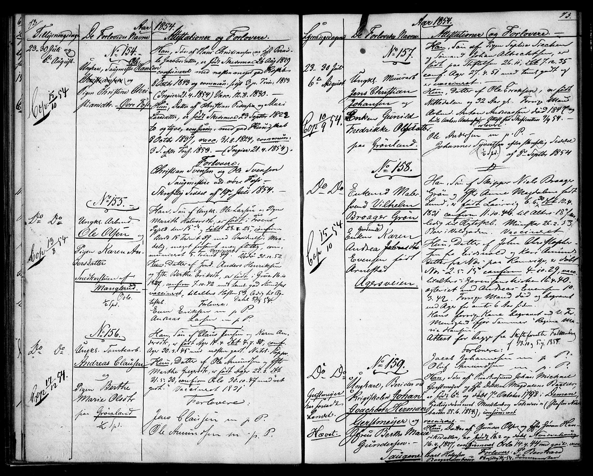 Aker prestekontor kirkebøker, SAO/A-10861/H/L0005: Banns register no. 5, 1853-1864, p. 72-73