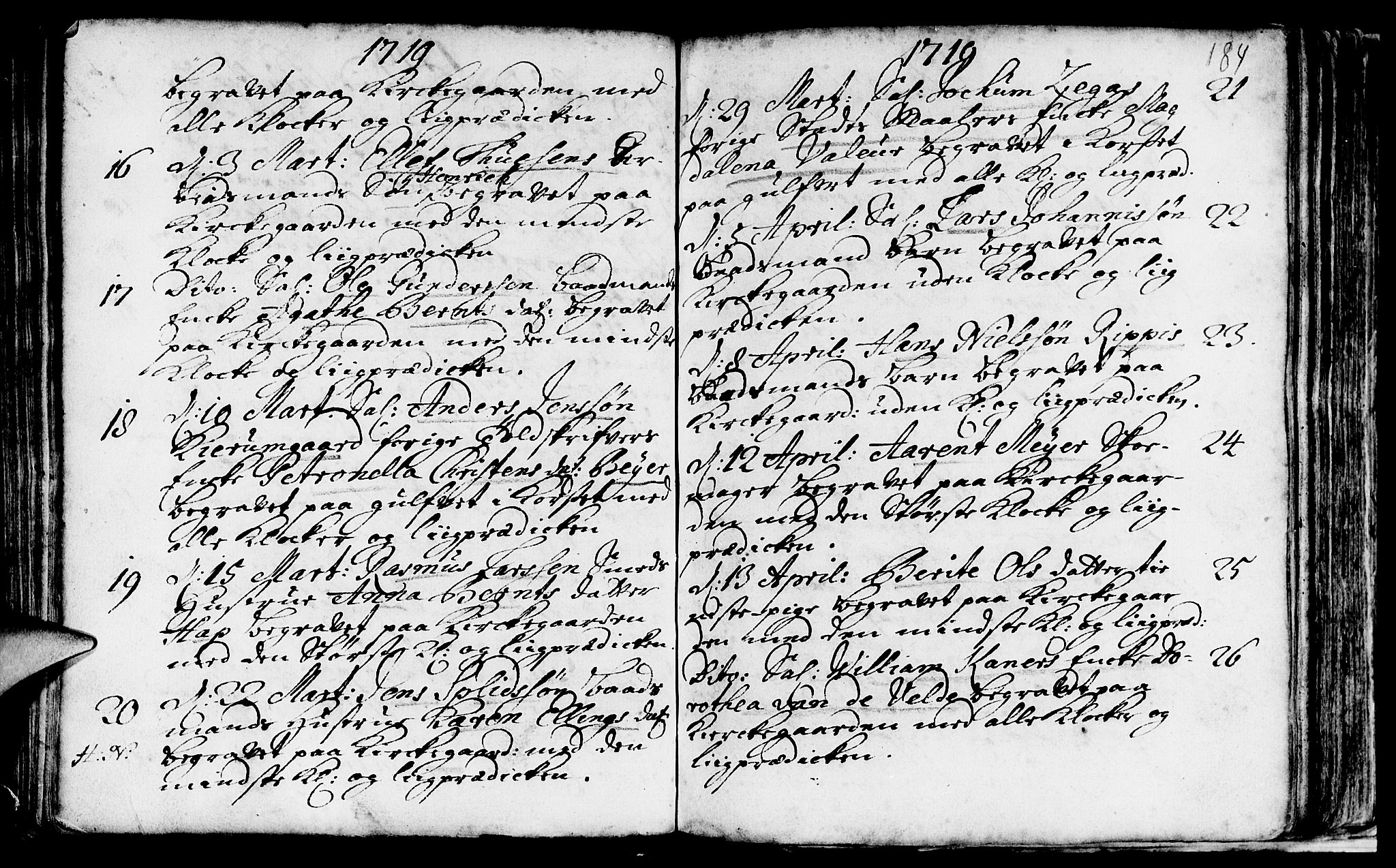 Nykirken Sokneprestembete, AV/SAB-A-77101/H/Haa/L0009: Parish register (official) no. A 9, 1689-1759, p. 184