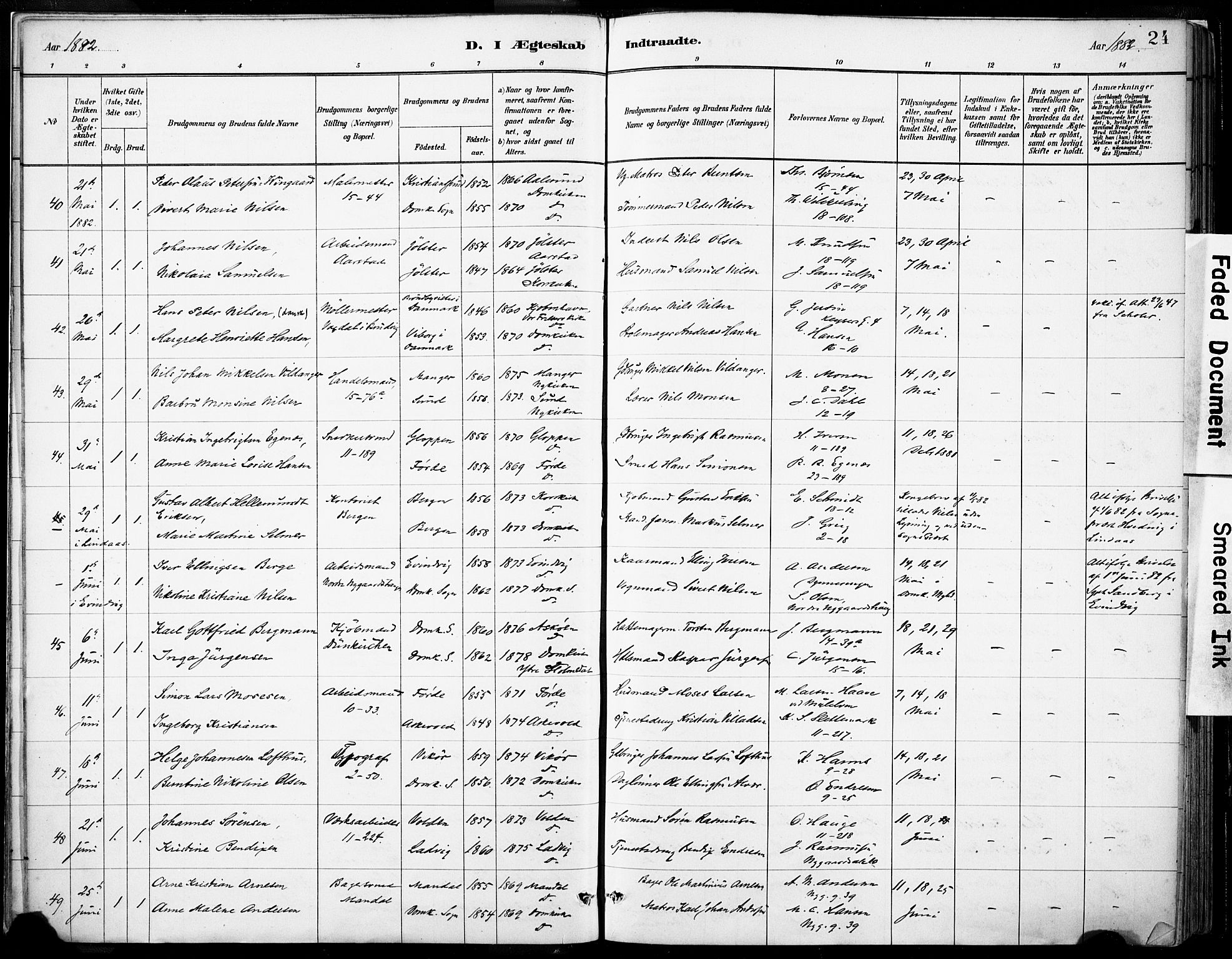 Domkirken sokneprestembete, SAB/A-74801/H/Haa/L0037: Parish register (official) no. D 4, 1880-1907, p. 24
