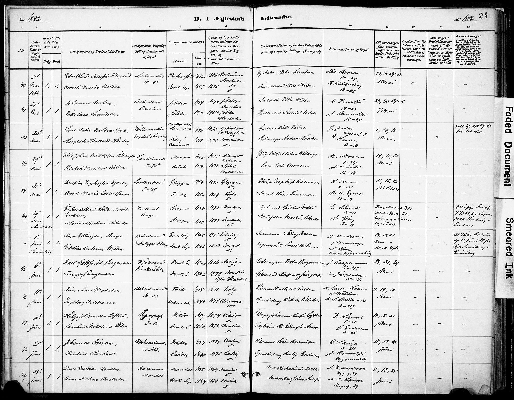 Domkirken sokneprestembete, AV/SAB-A-74801/H/Haa/L0037: Parish register (official) no. D 4, 1880-1907, p. 24
