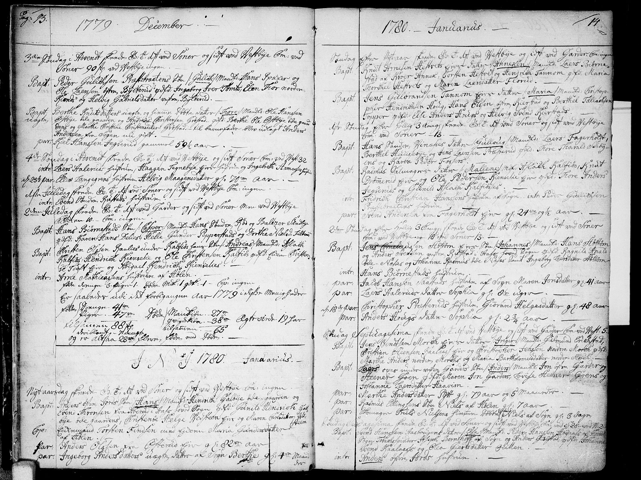Vestby prestekontor Kirkebøker, SAO/A-10893/F/Fa/L0003: Parish register (official) no. I 3, 1779-1796, p. 13-14