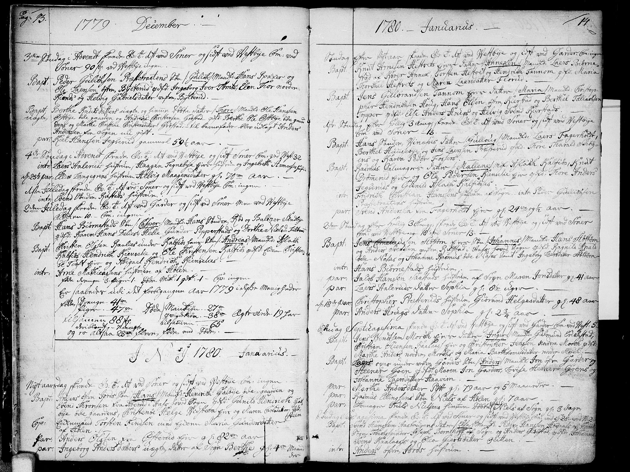 Vestby prestekontor Kirkebøker, AV/SAO-A-10893/F/Fa/L0003: Parish register (official) no. I 3, 1779-1796, p. 13-14