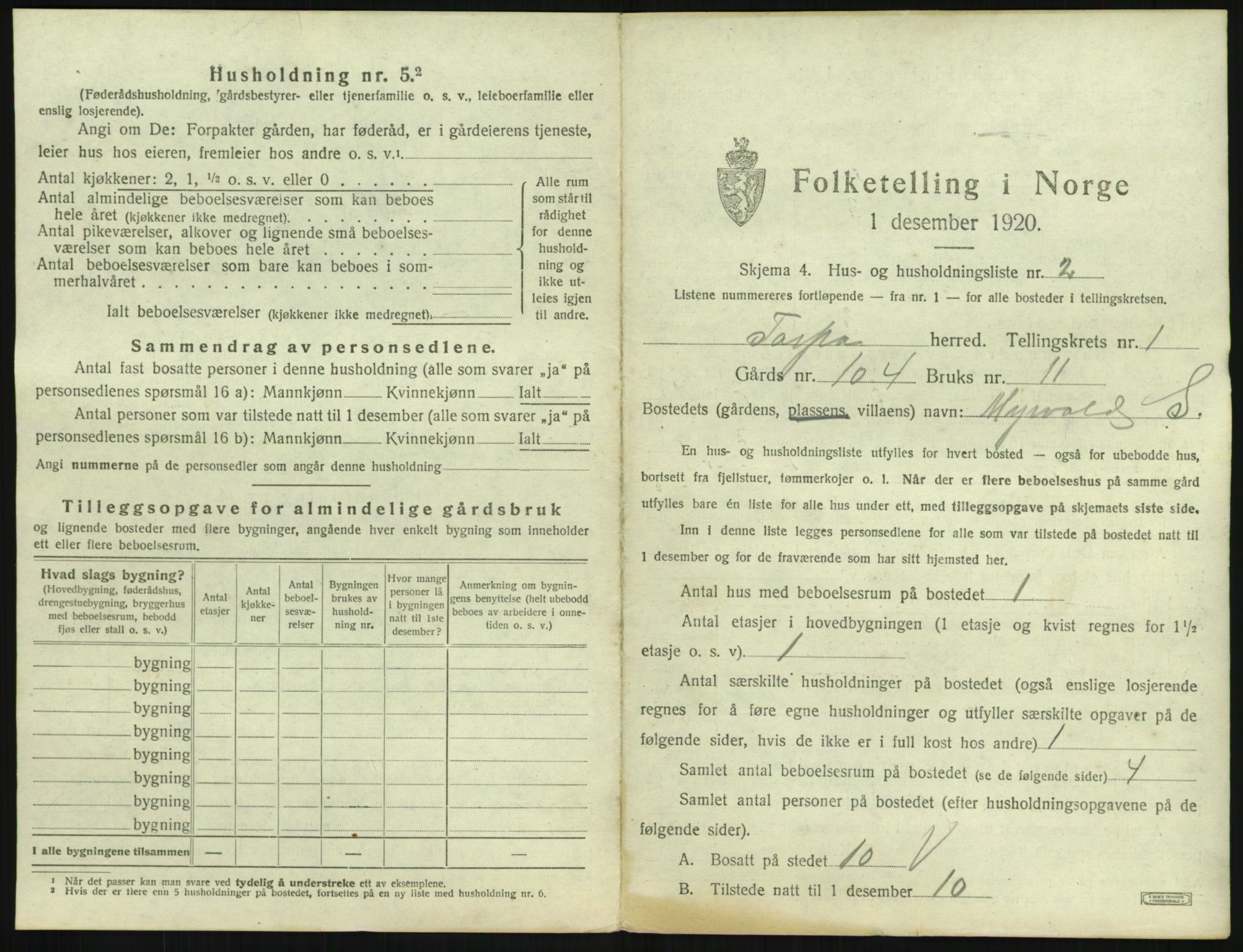 SAH, 1920 census for Torpa, 1920, p. 39