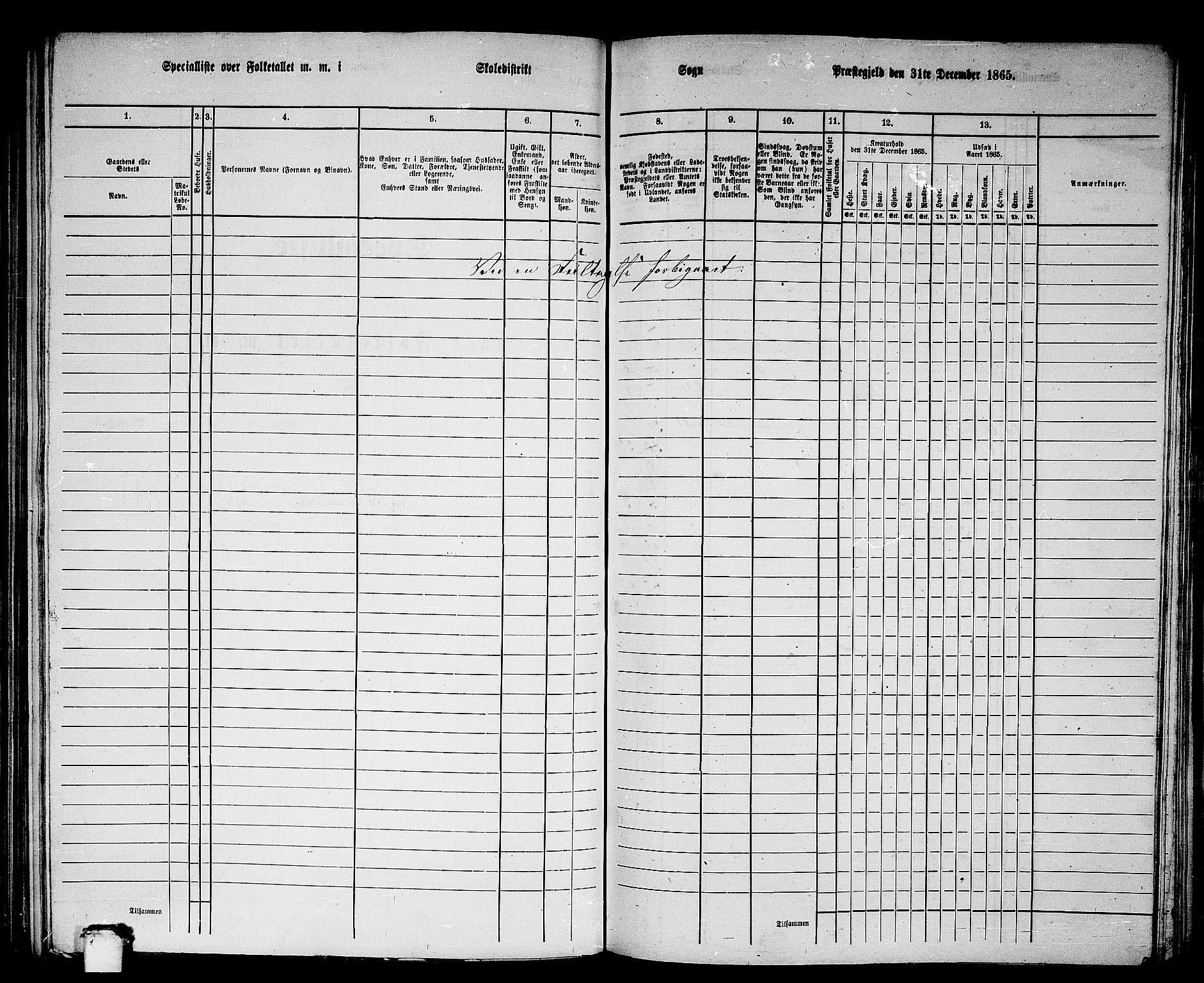 RA, 1865 census for Jostedal, 1865, p. 12