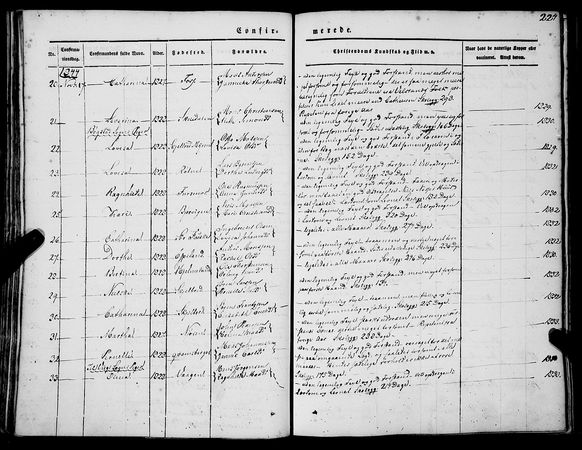 Gaular sokneprestembete, AV/SAB-A-80001/H/Haa: Parish register (official) no. A 4I, 1840-1859, p. 224