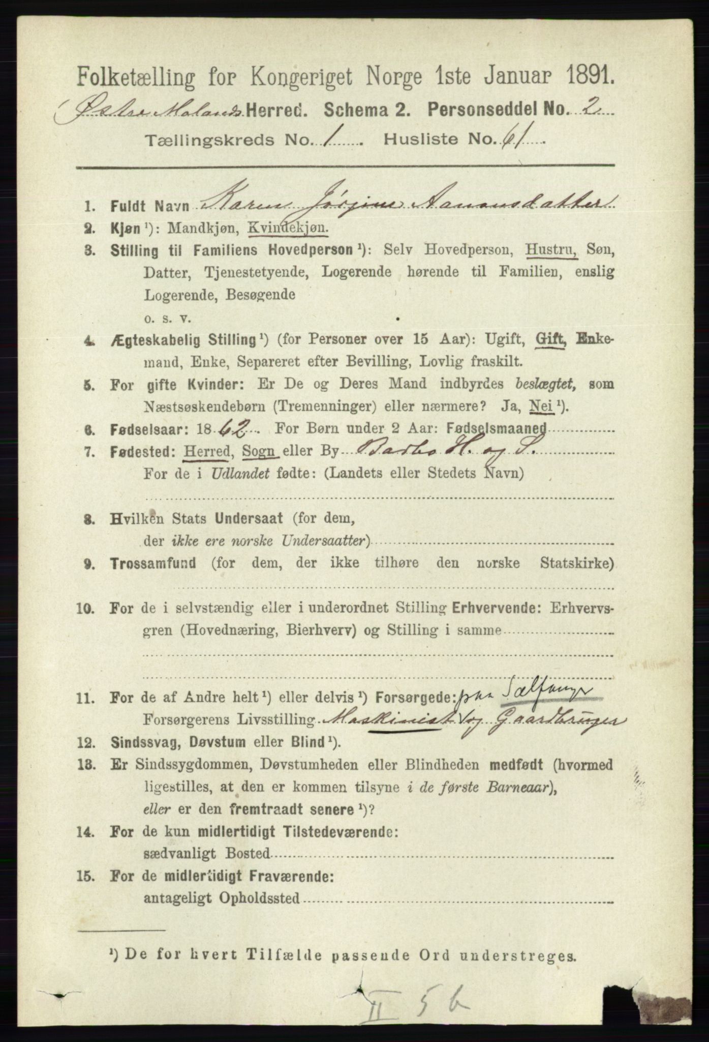 RA, 1891 census for 0918 Austre Moland, 1891, p. 500