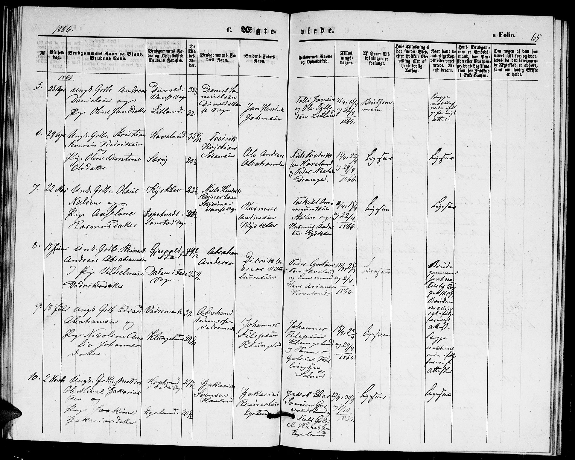 Herad sokneprestkontor, AV/SAK-1111-0018/F/Fb/Fba/L0003: Parish register (copy) no. B 3, 1863-1883, p. 65