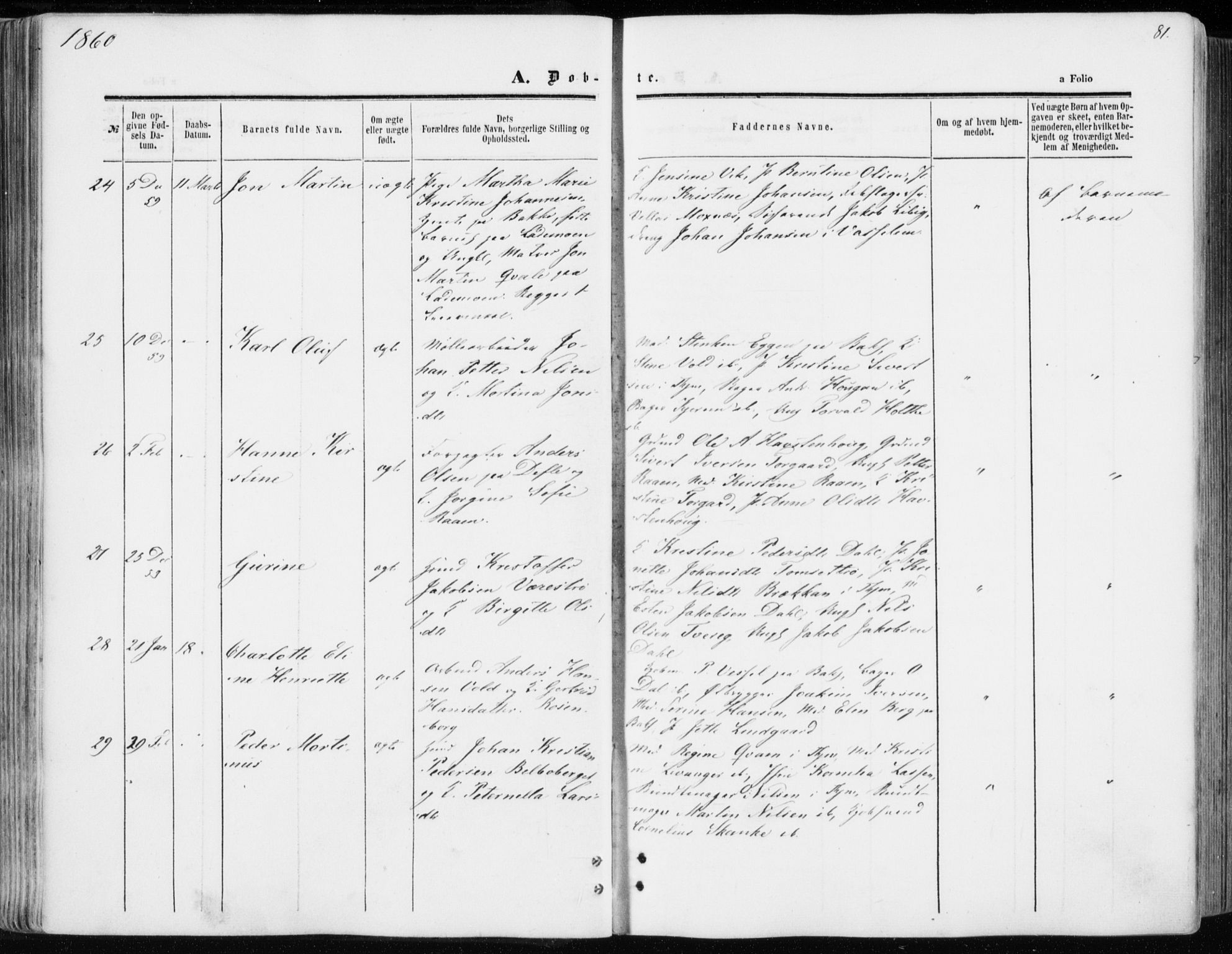 Ministerialprotokoller, klokkerbøker og fødselsregistre - Sør-Trøndelag, SAT/A-1456/606/L0292: Parish register (official) no. 606A07, 1856-1865, p. 81