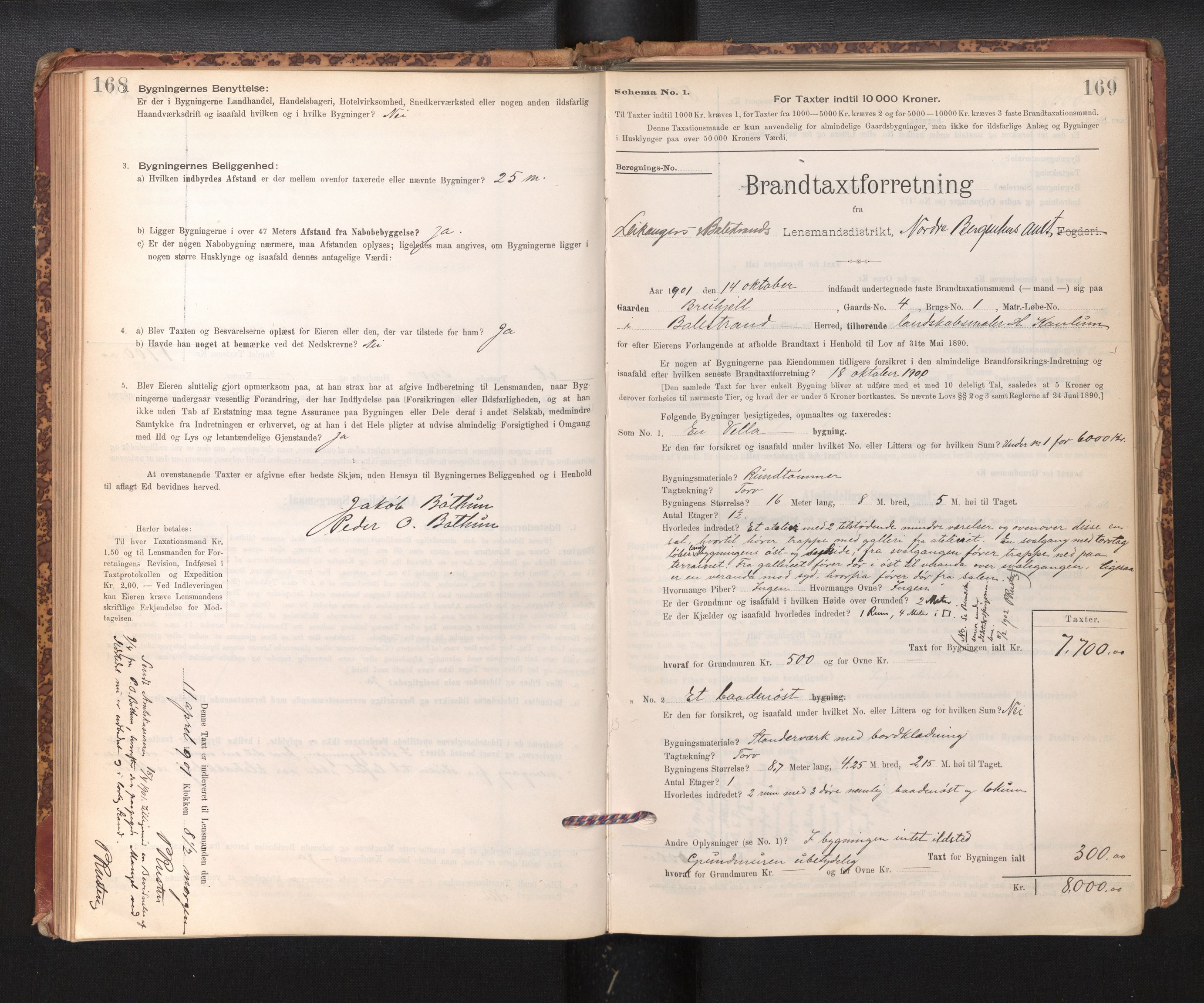 Lensmannen i Leikanger, AV/SAB-A-29201/0012/L0004: Branntakstprotokoll, skjematakst, 1894-1903, p. 168-169