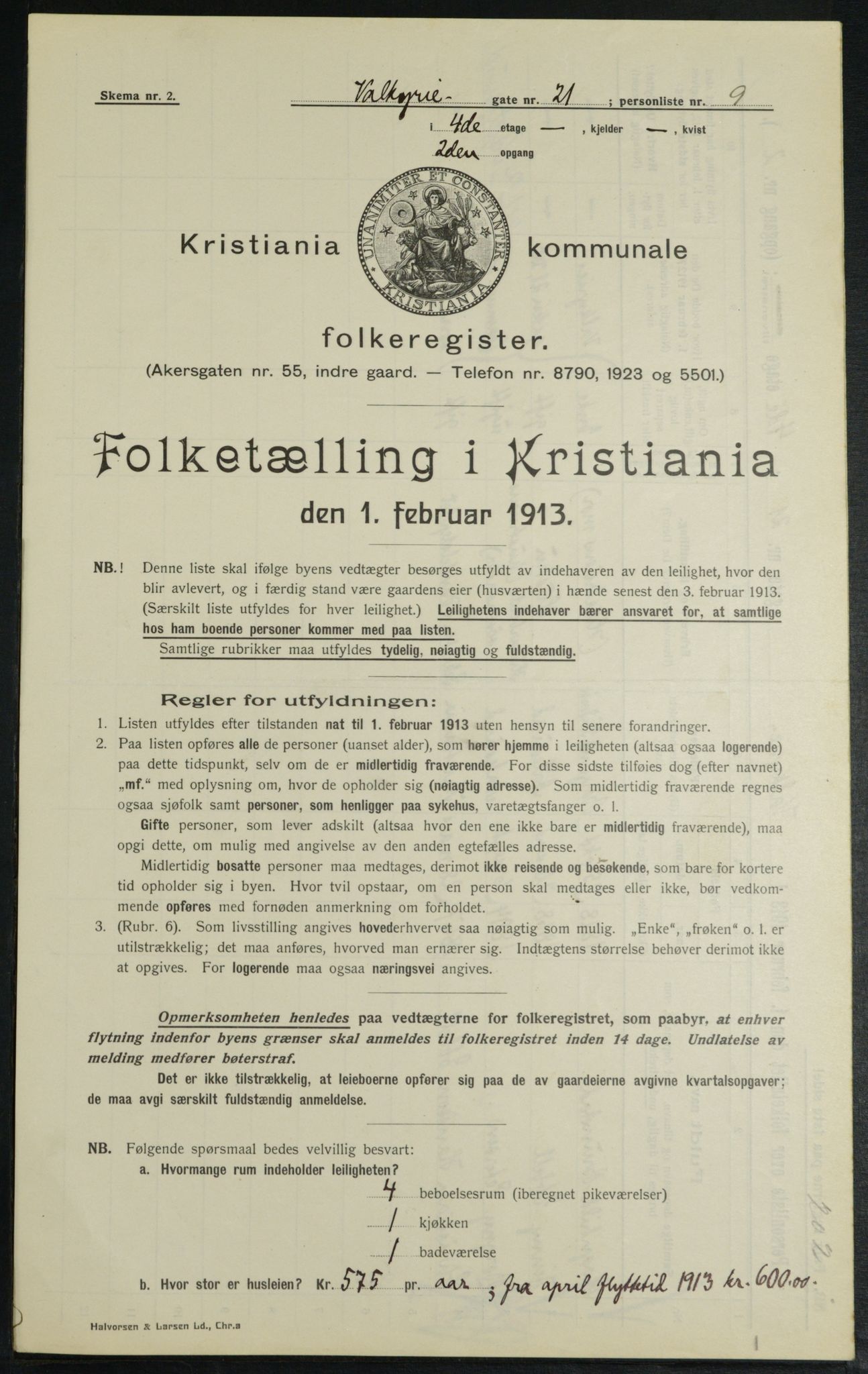 OBA, Municipal Census 1913 for Kristiania, 1913, p. 121717