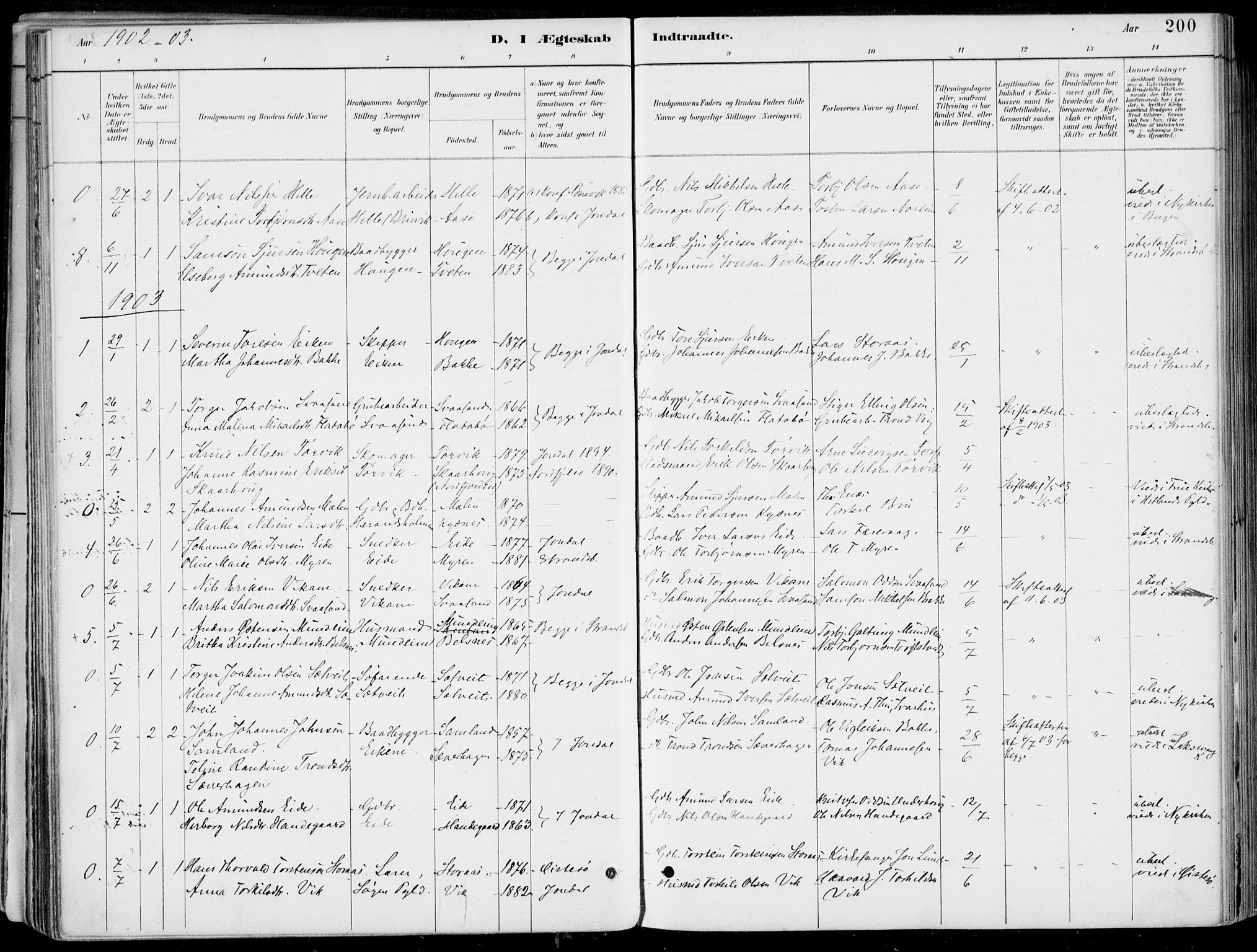 Strandebarm sokneprestembete, SAB/A-78401/H/Haa: Parish register (official) no. E  1, 1886-1908, p. 200