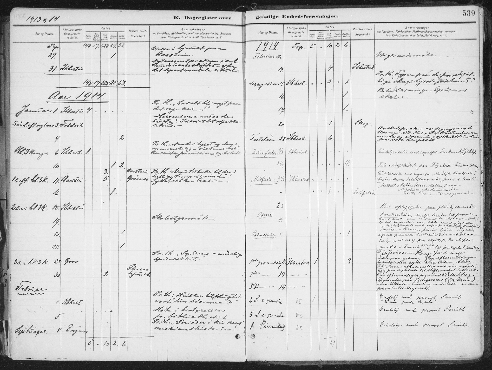 Ibestad sokneprestembete, SATØ/S-0077/H/Ha/Haa/L0017kirke: Parish register (official) no. 17, 1901-1914, p. 539