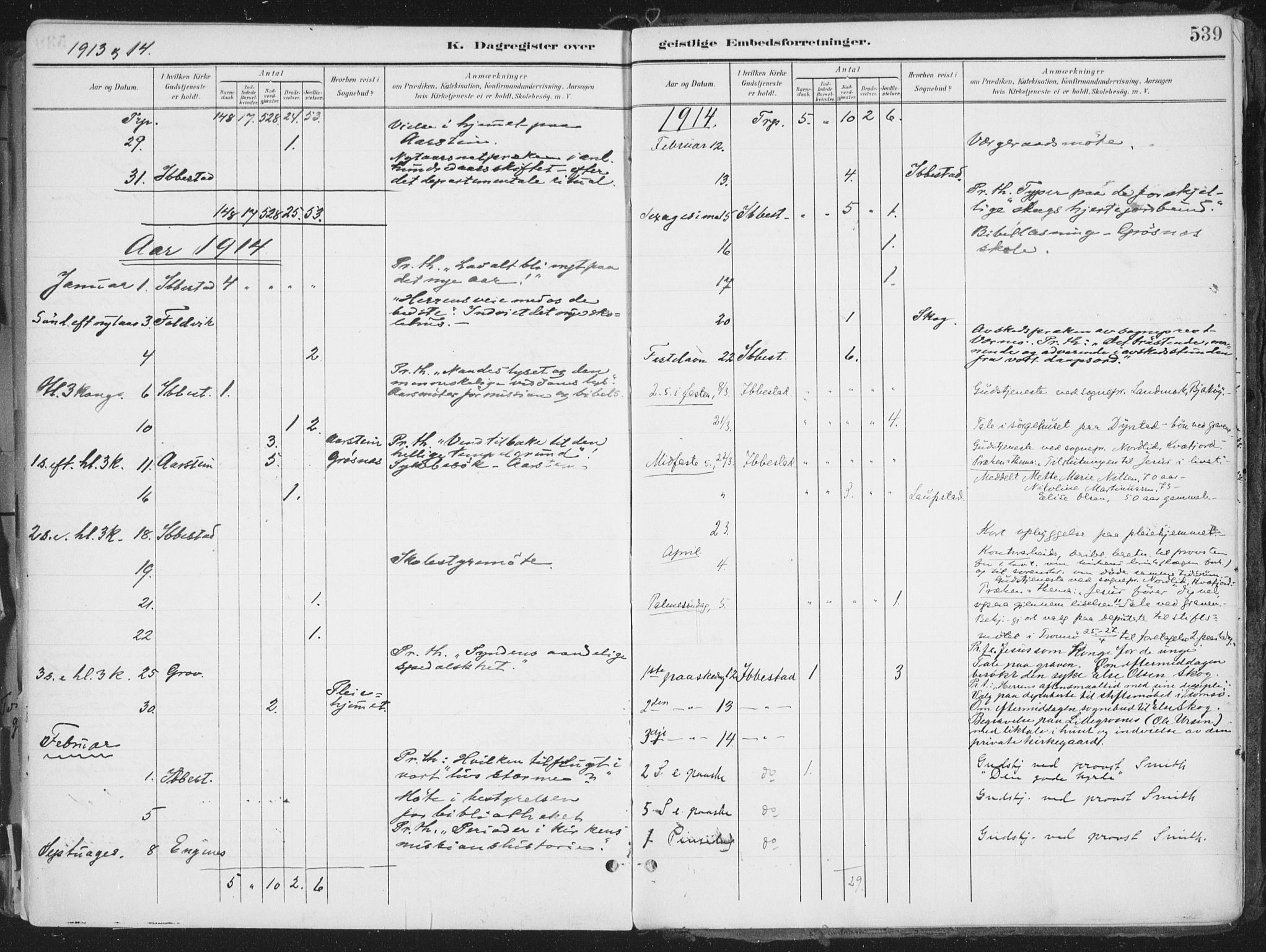 Ibestad sokneprestembete, AV/SATØ-S-0077/H/Ha/Haa/L0017kirke: Parish register (official) no. 17, 1901-1914, p. 539