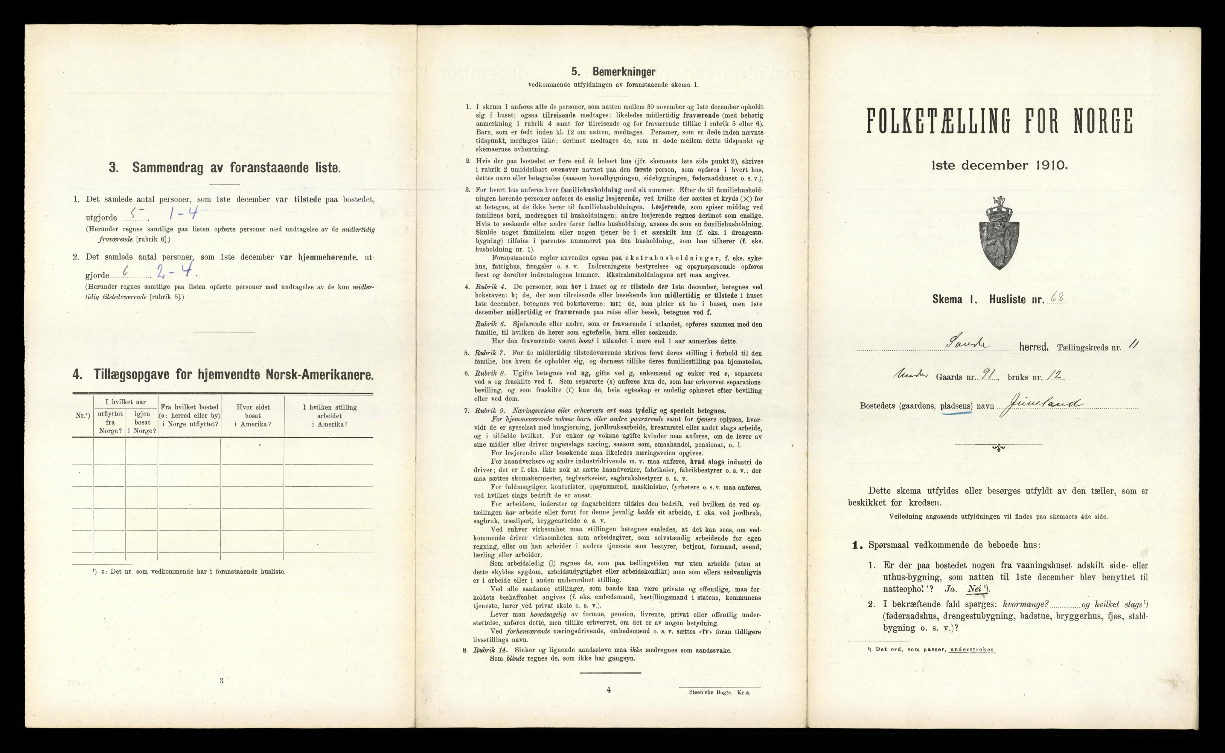 RA, 1910 census for Sauherad, 1910, p. 1279