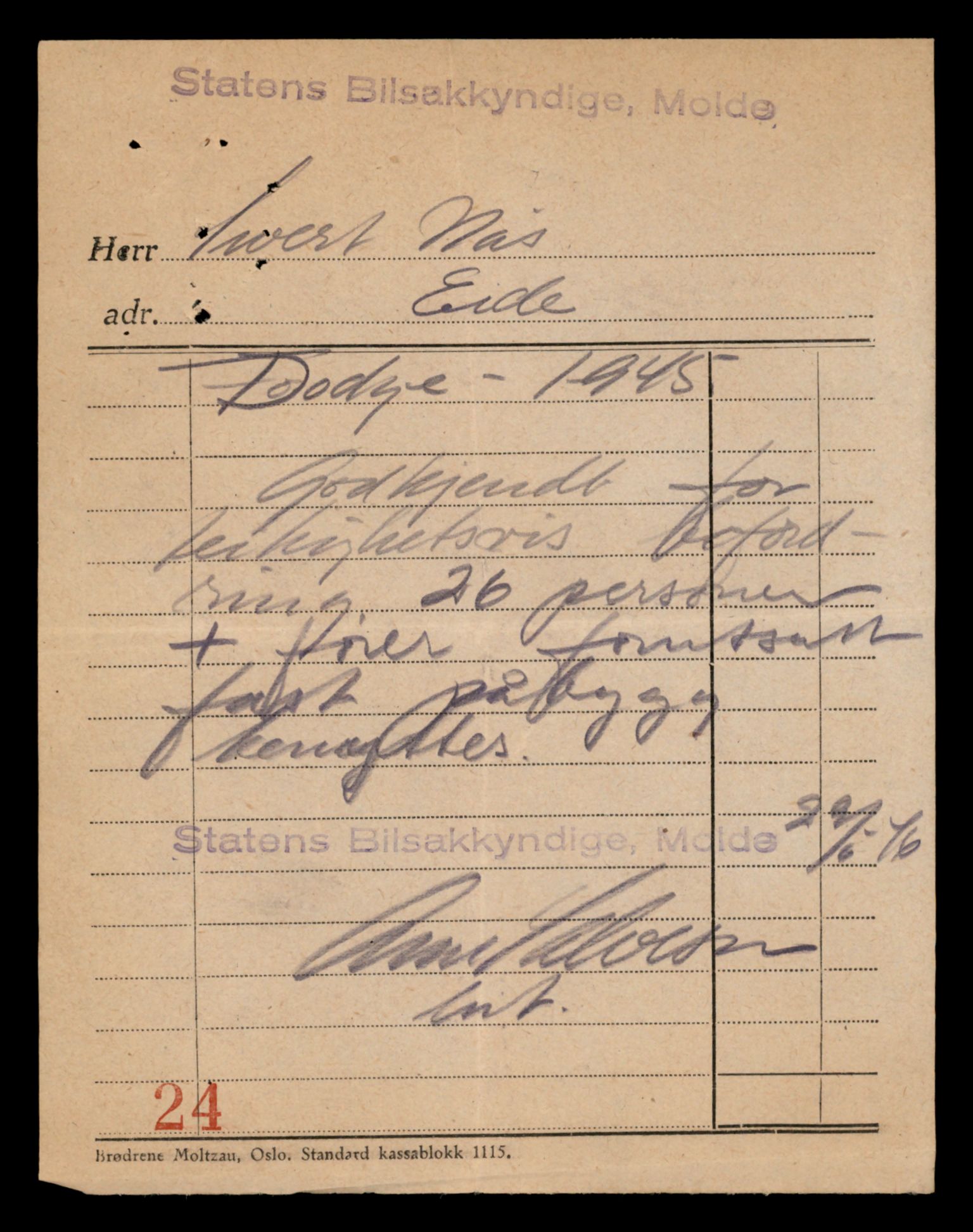 Møre og Romsdal vegkontor - Ålesund trafikkstasjon, SAT/A-4099/F/Fe/L0015: Registreringskort for kjøretøy T 1700 - T 1850, 1927-1998, p. 27