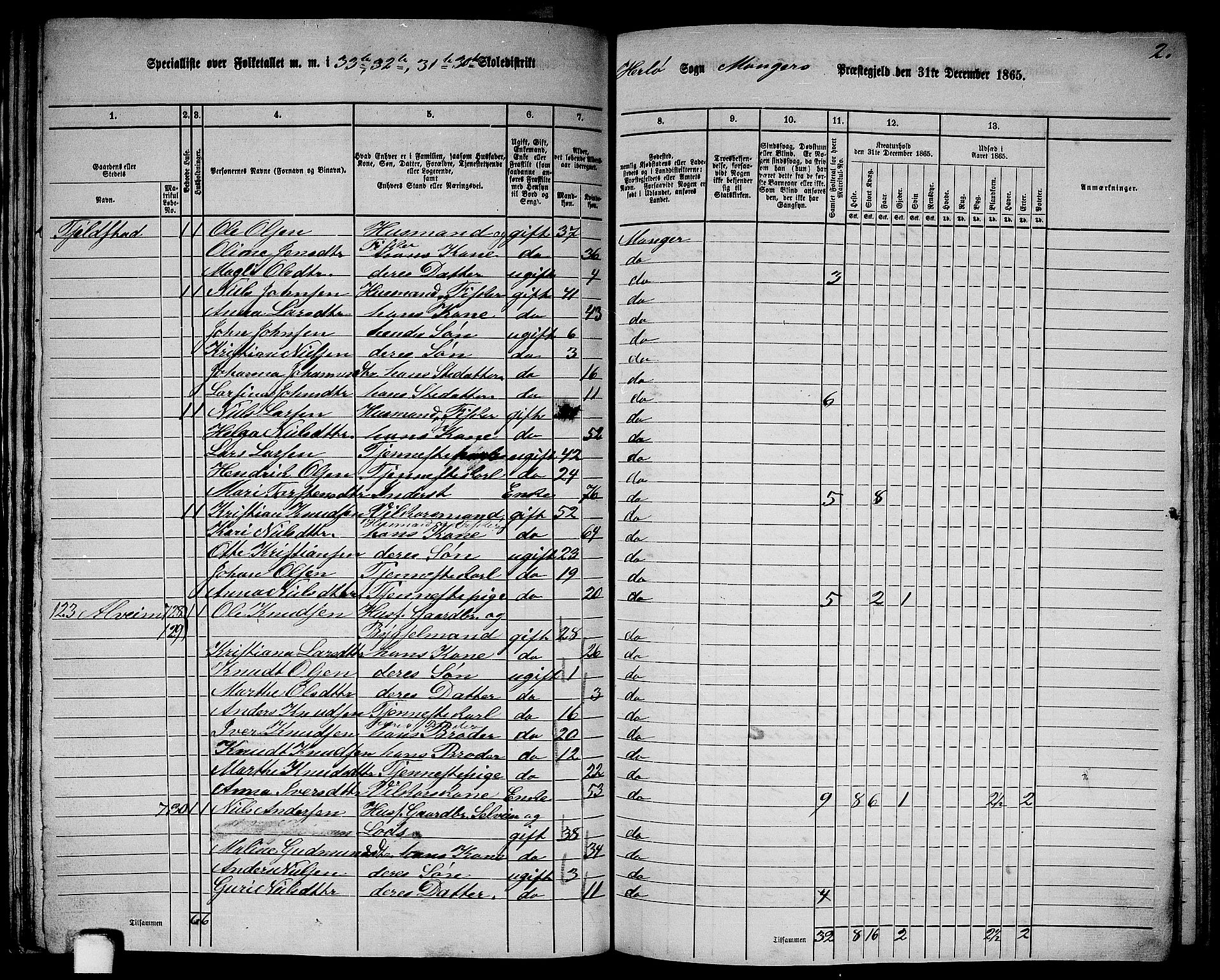 RA, 1865 census for Manger, 1865, p. 217