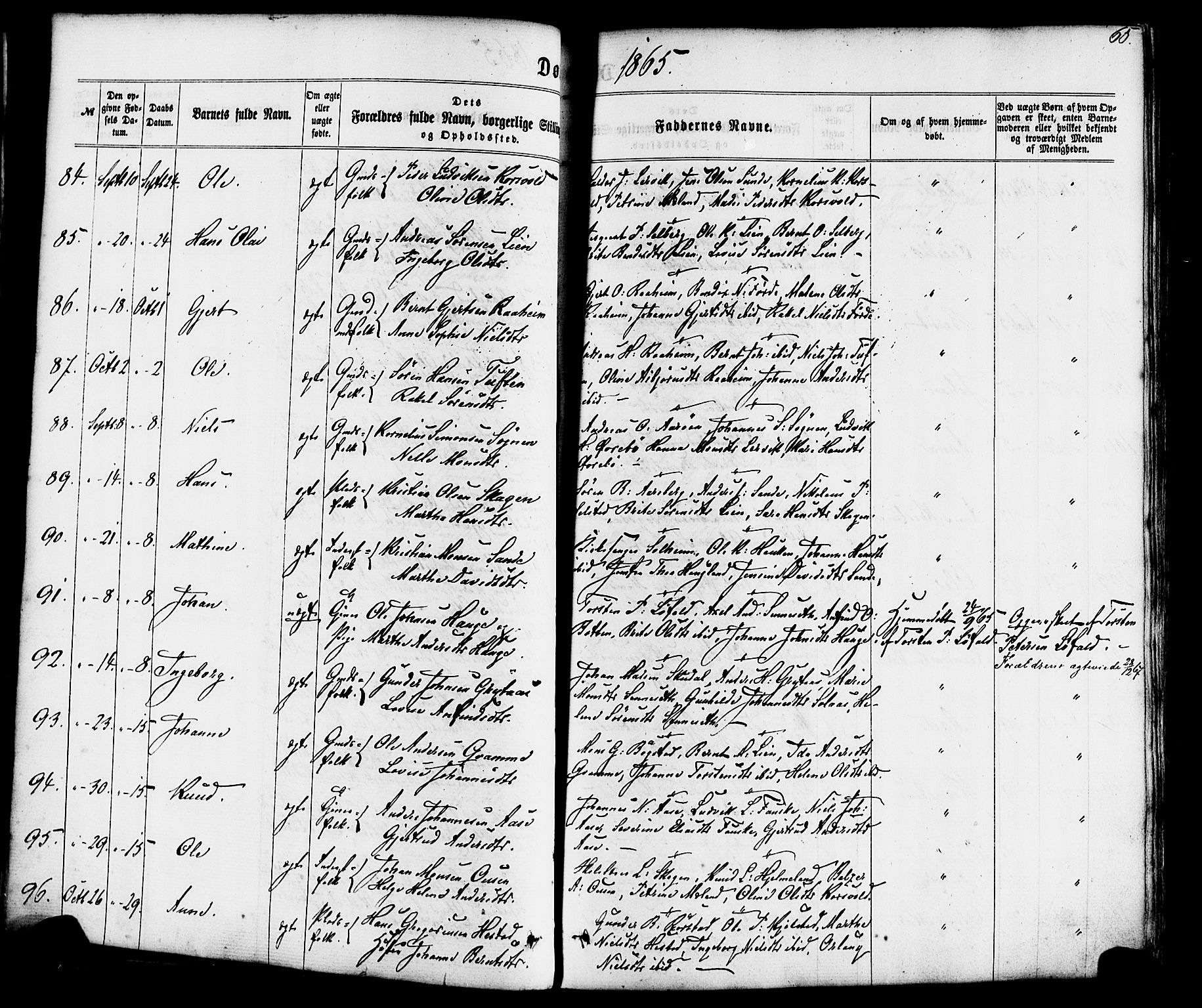 Gaular sokneprestembete, AV/SAB-A-80001/H/Haa: Parish register (official) no. A 5, 1860-1881, p. 65