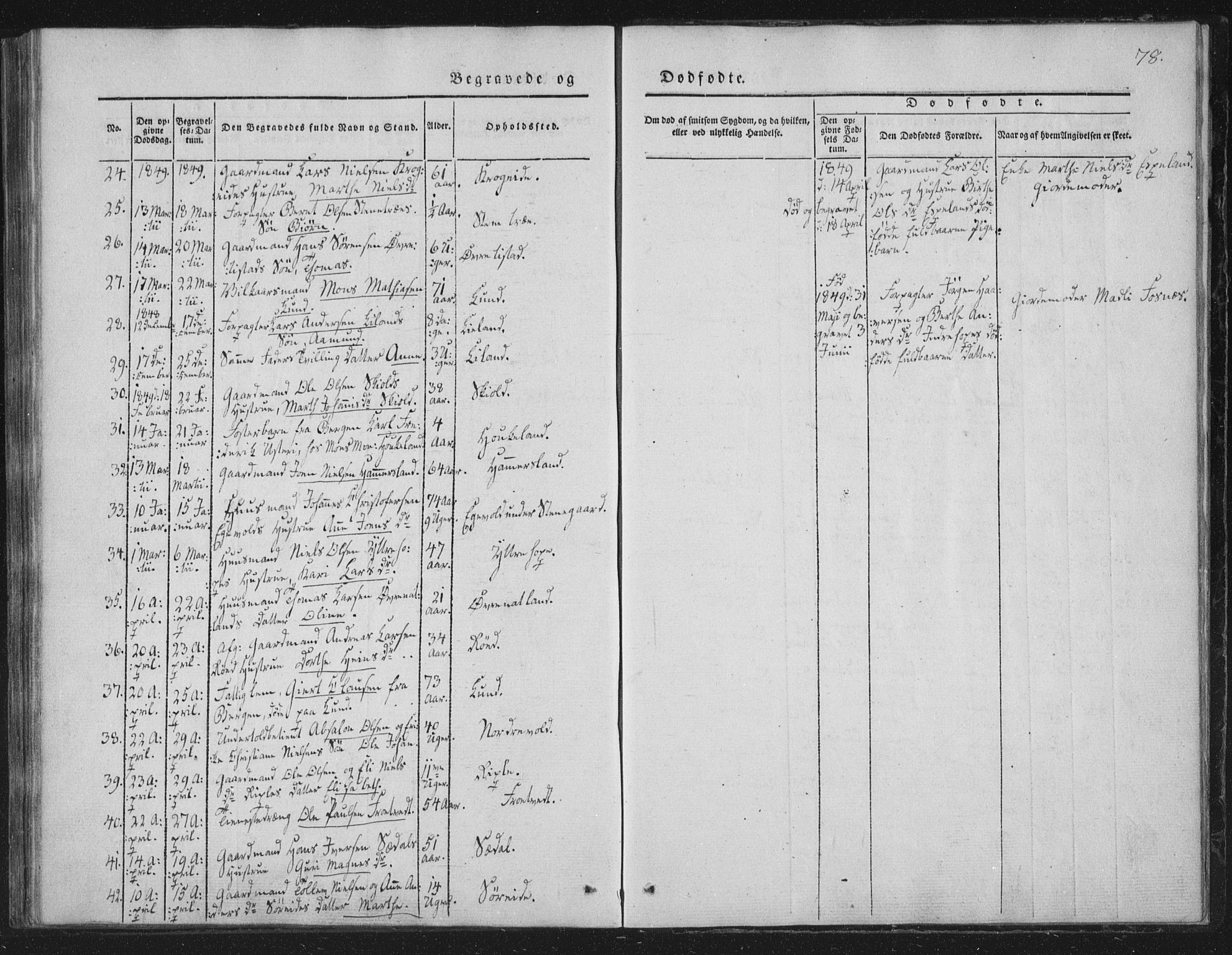 Fana Sokneprestembete, AV/SAB-A-75101/H/Haa/Haaa/L0010: Parish register (official) no. A 10, 1841-1851, p. 78