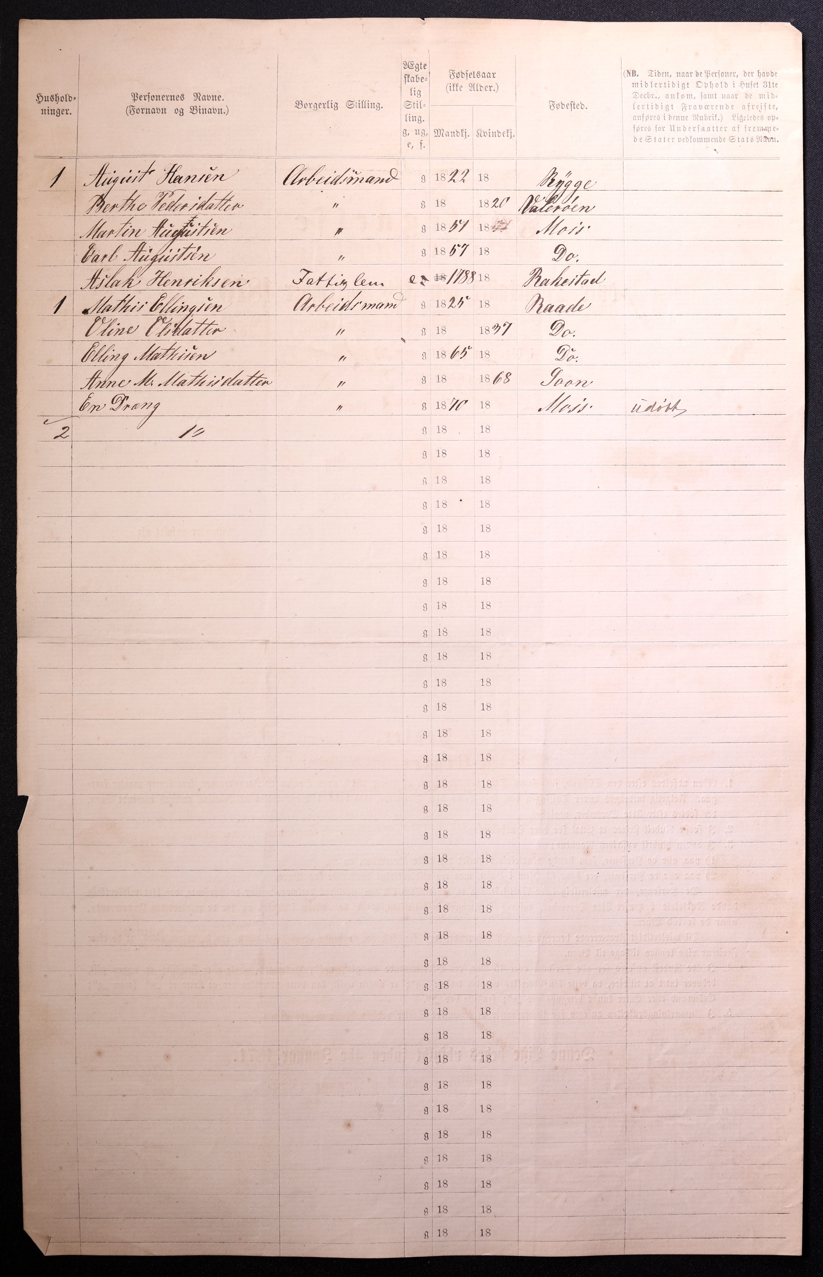 RA, 1870 census for 0104 Moss, 1870, p. 708