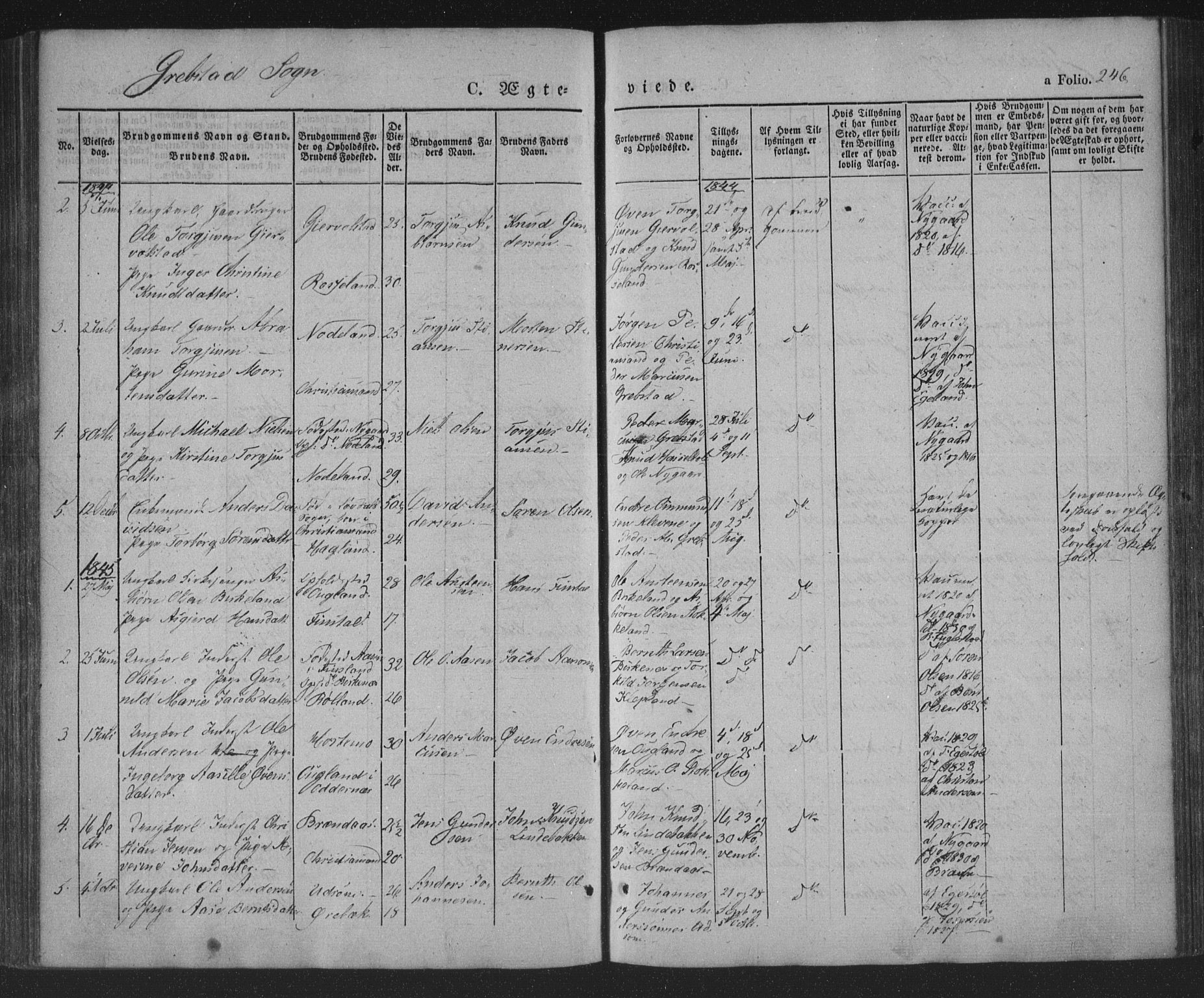 Søgne sokneprestkontor, AV/SAK-1111-0037/F/Fa/Fab/L0009: Parish register (official) no. A 9, 1838-1853, p. 246