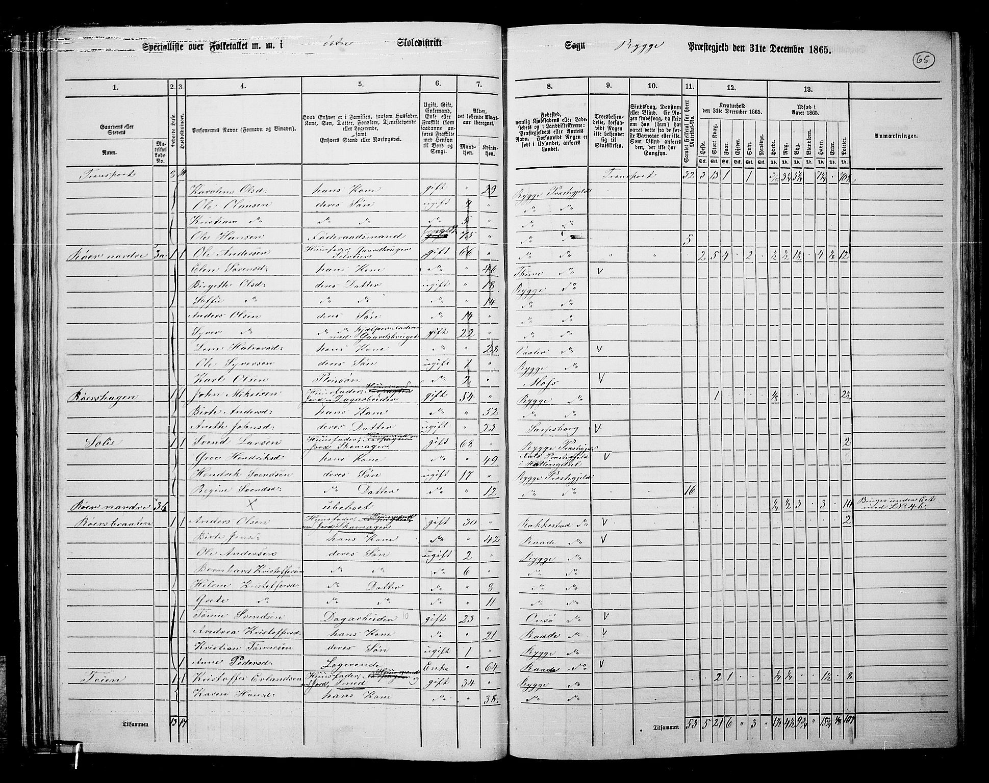 RA, 1865 census for Rygge, 1865, p. 8