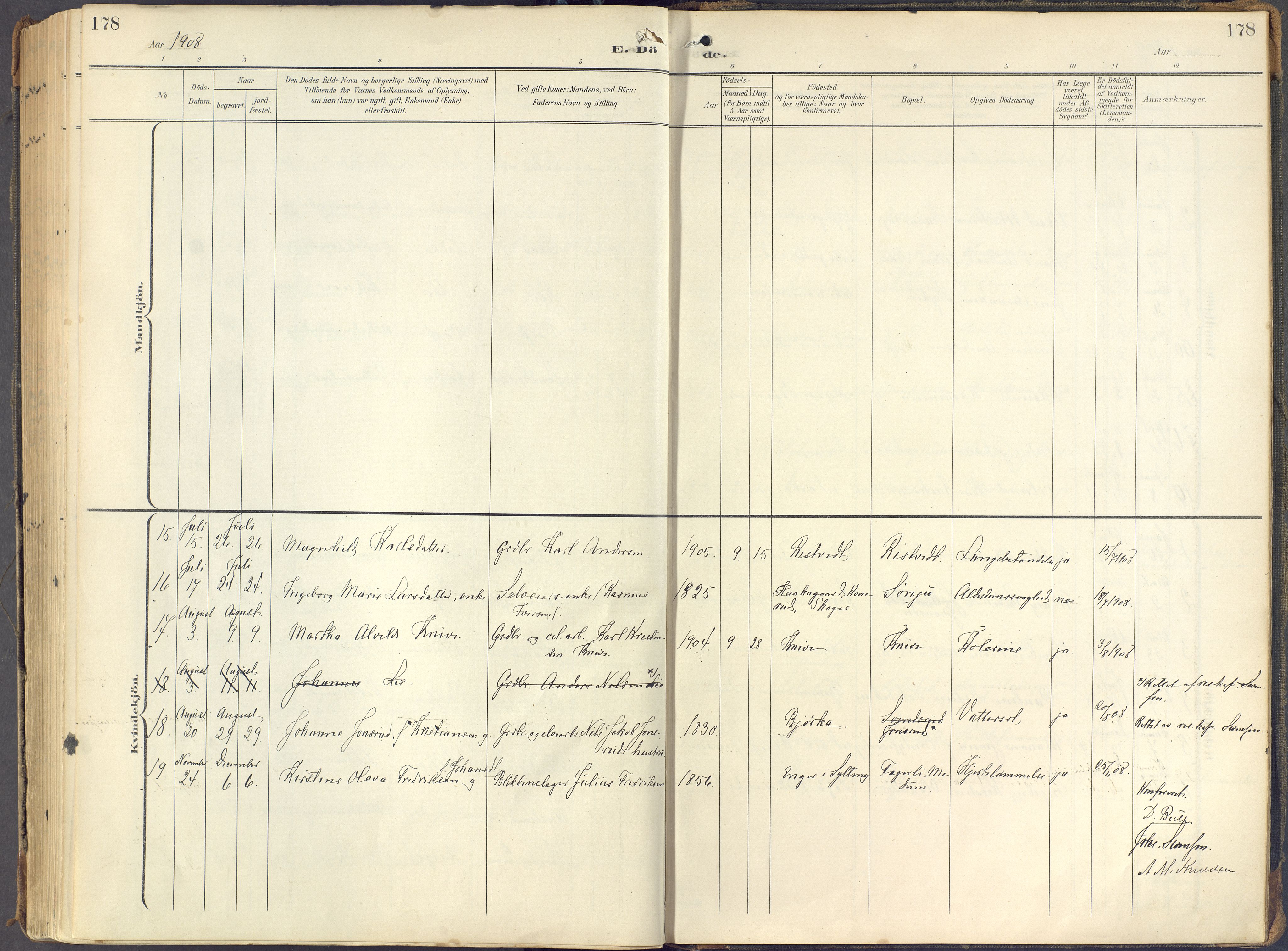 Eiker kirkebøker, SAKO/A-4/F/Fc/L0004: Parish register (official) no. III 4, 1900-1919, p. 178