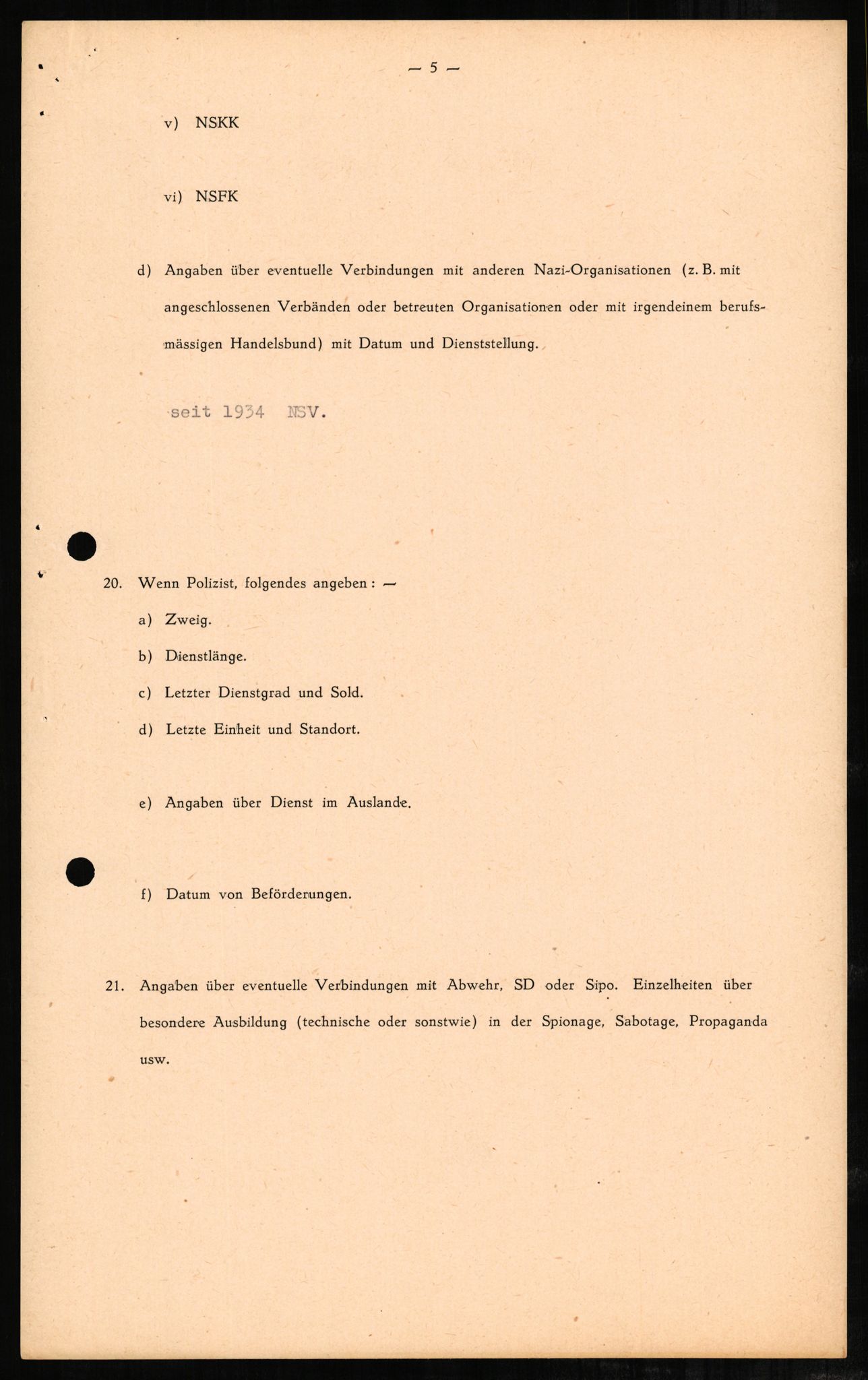 Forsvaret, Forsvarets overkommando II, AV/RA-RAFA-3915/D/Db/L0001: CI Questionaires. Tyske okkupasjonsstyrker i Norge. Tyskere., 1945-1946, p. 83