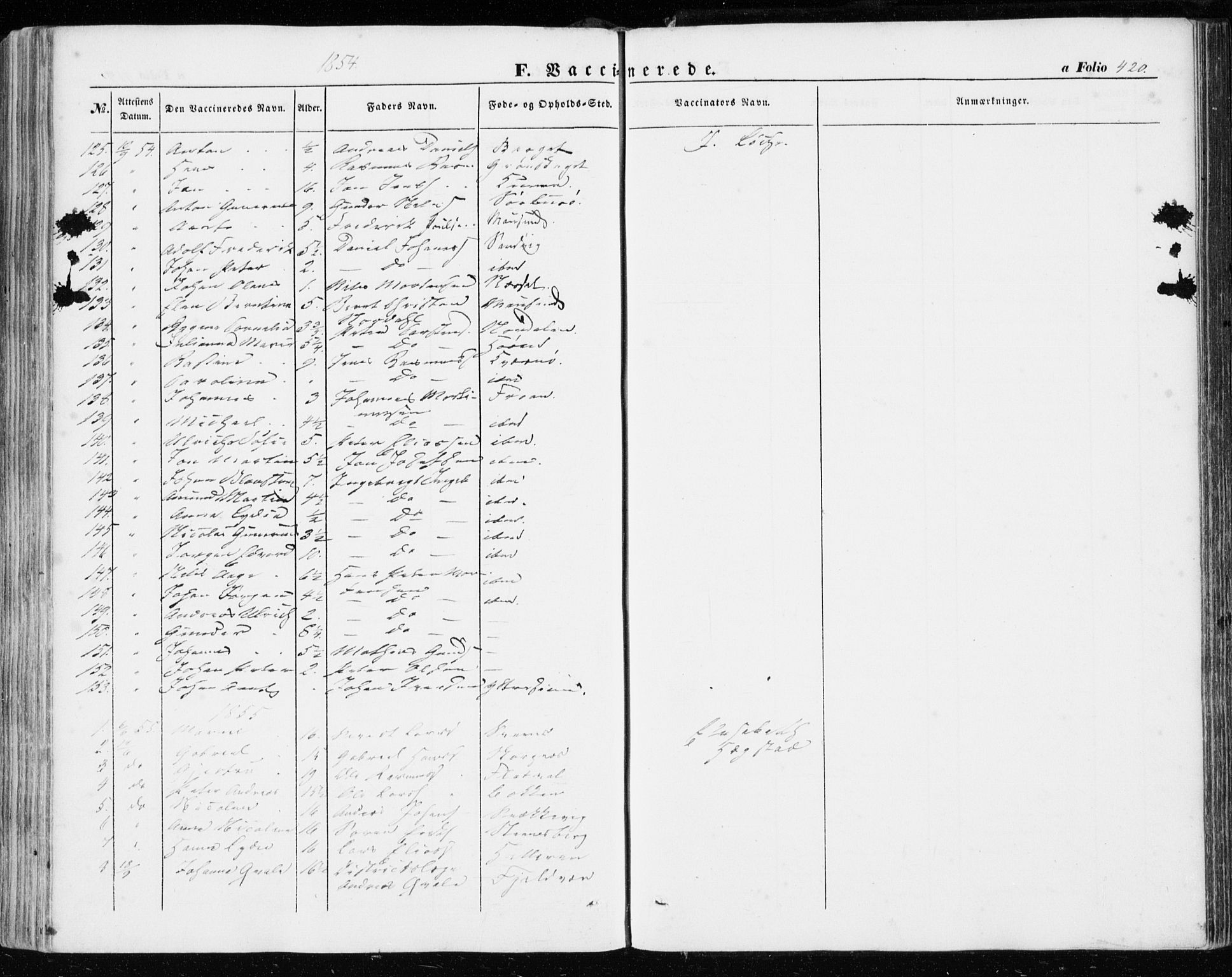 Ministerialprotokoller, klokkerbøker og fødselsregistre - Sør-Trøndelag, SAT/A-1456/634/L0530: Parish register (official) no. 634A06, 1852-1860, p. 420