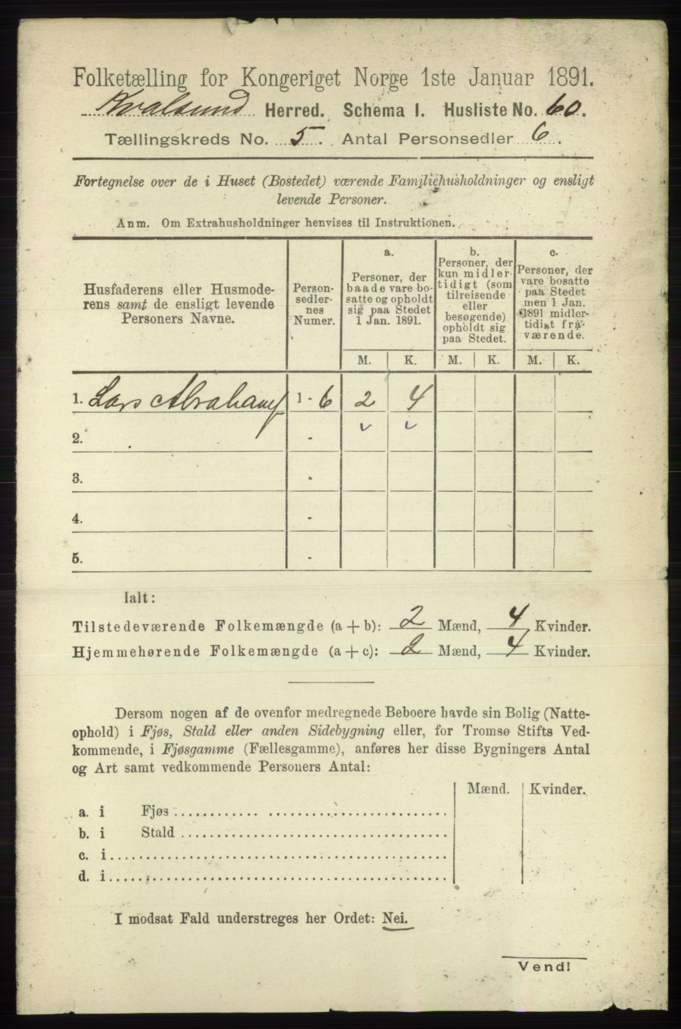 RA, 1891 census for 2017 Kvalsund, 1891, p. 512