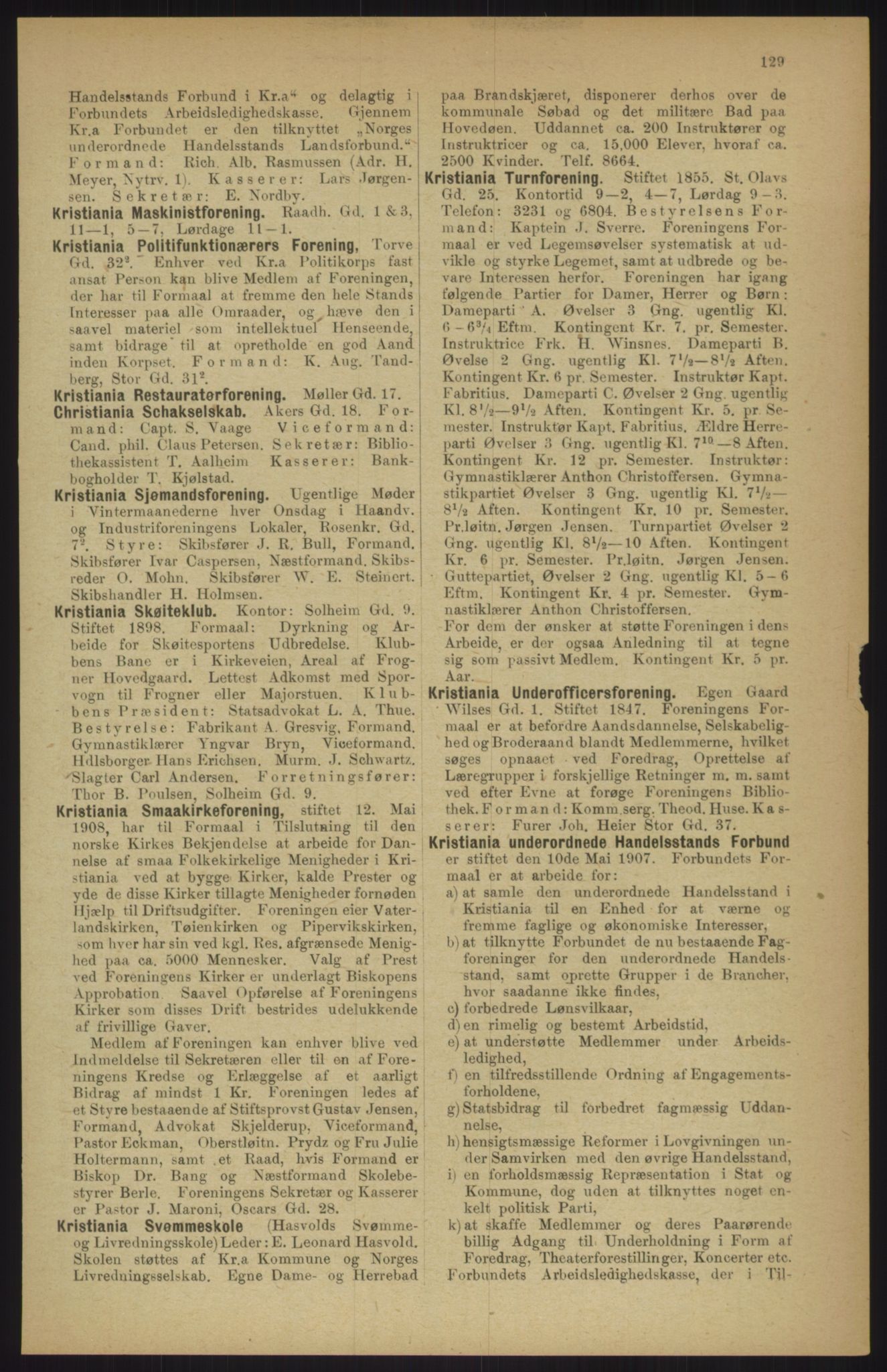 Kristiania/Oslo adressebok, PUBL/-, 1911, p. 129