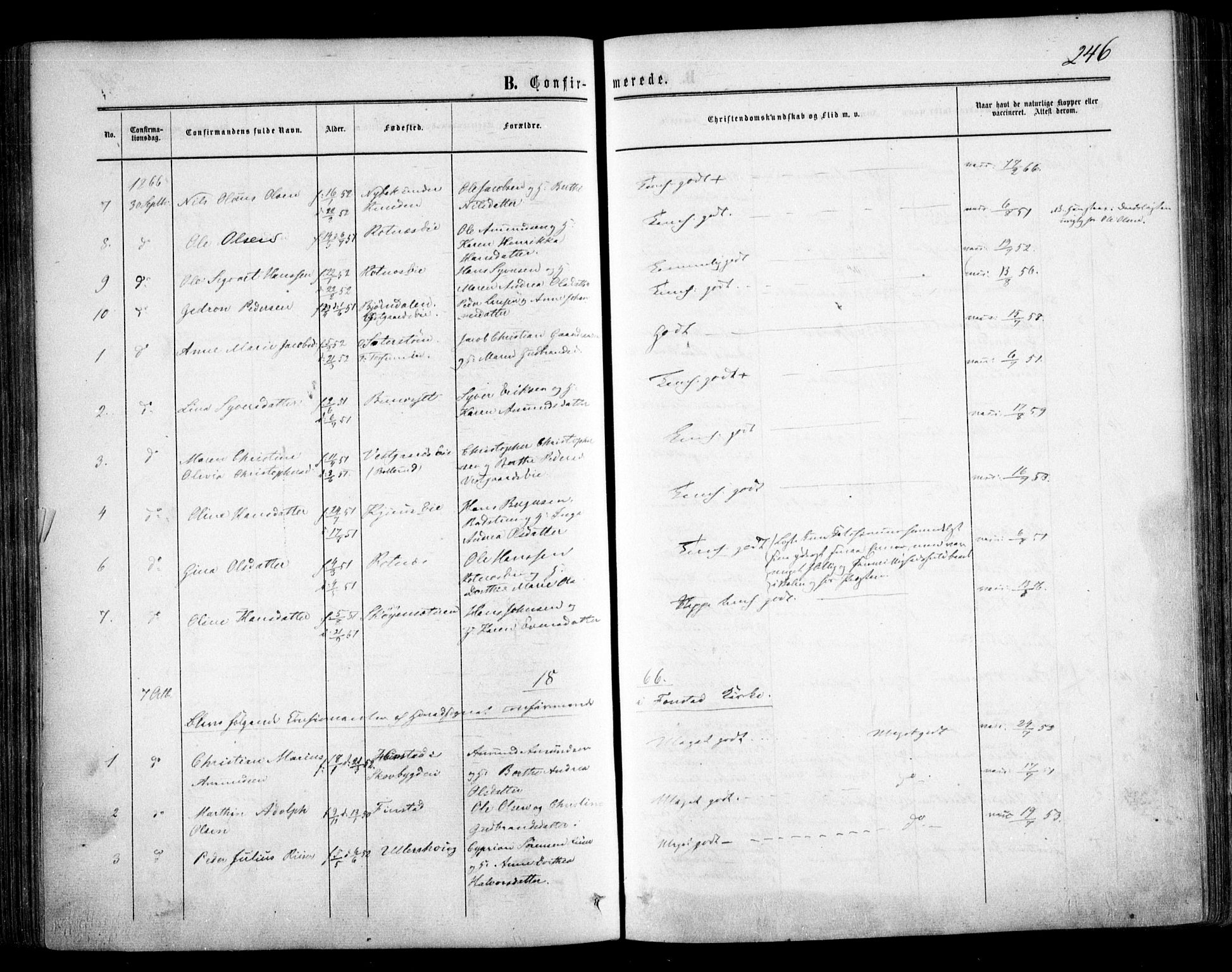 Nes prestekontor Kirkebøker, AV/SAO-A-10410/F/Fa/L0008: Parish register (official) no. I 8, 1859-1874, p. 246