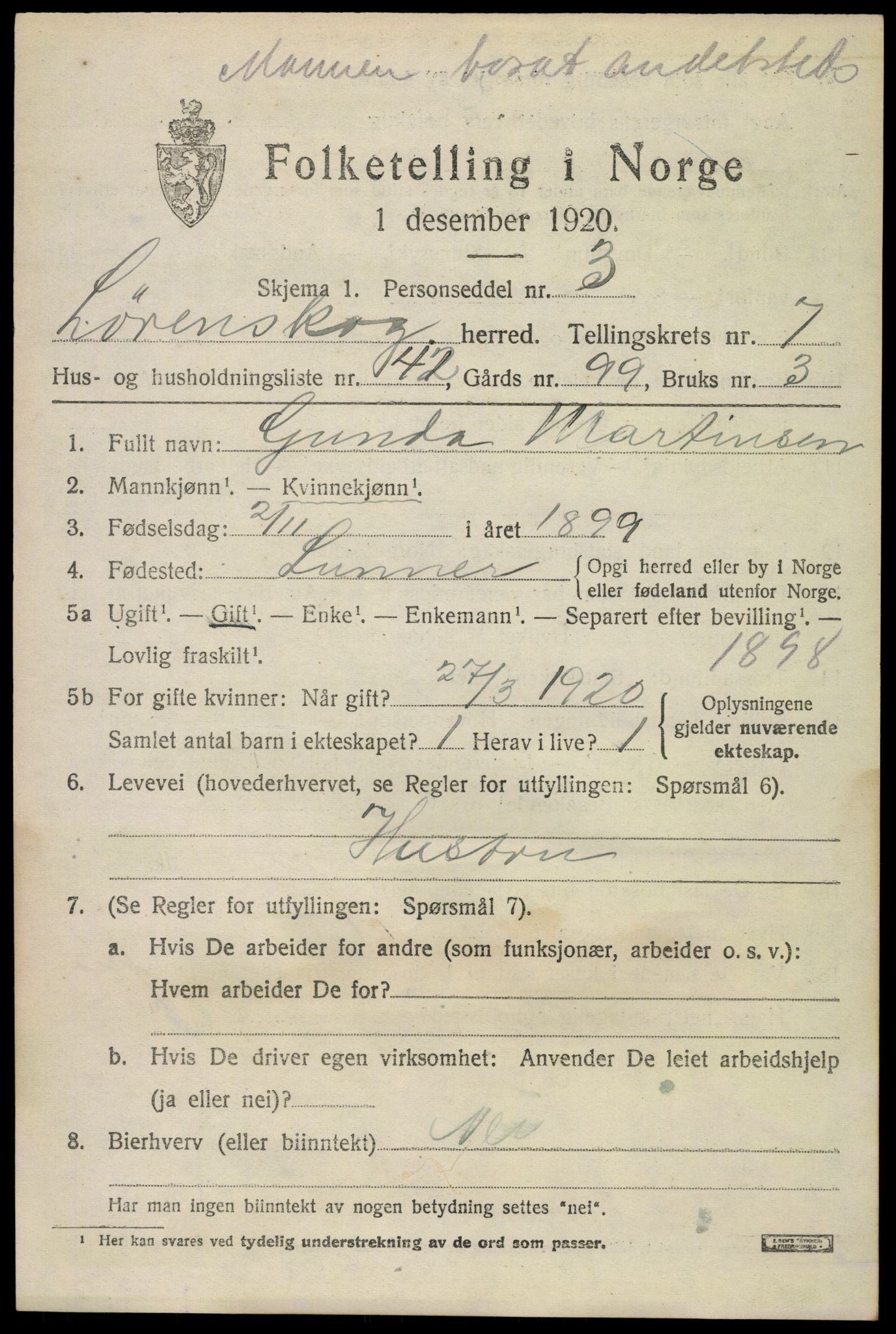 SAO, 1920 census for Lørenskog, 1920, p. 6268