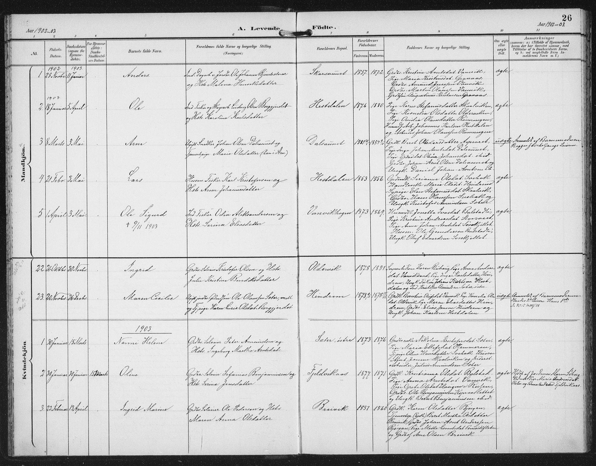 Ministerialprotokoller, klokkerbøker og fødselsregistre - Nord-Trøndelag, SAT/A-1458/702/L0024: Parish register (official) no. 702A02, 1898-1914, p. 26