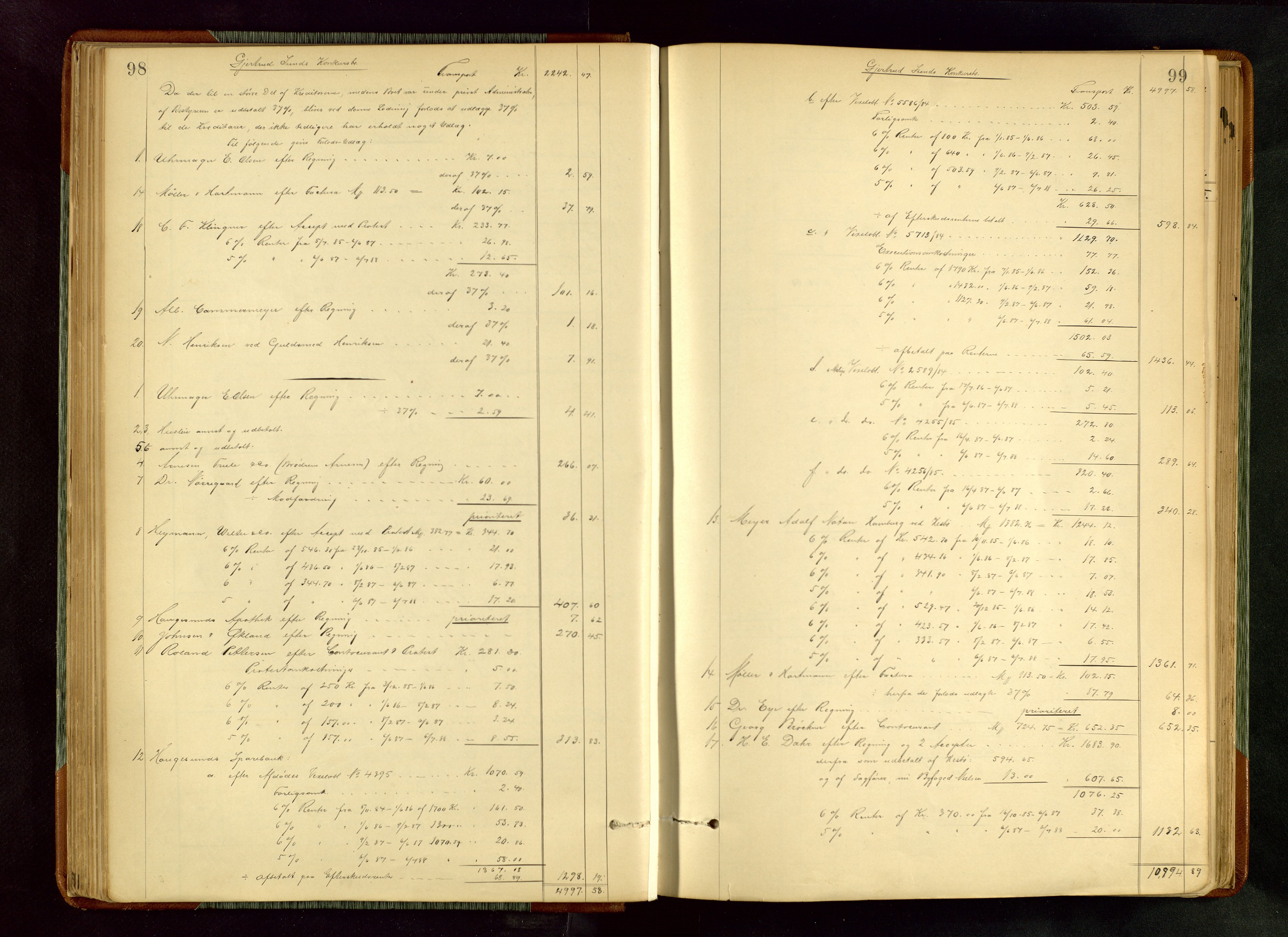 Haugesund tingrett, AV/SAST-A-101415/01/IV/IVA/L0005: Skifteprotokoll med register, 1887-1900, p. 98-99