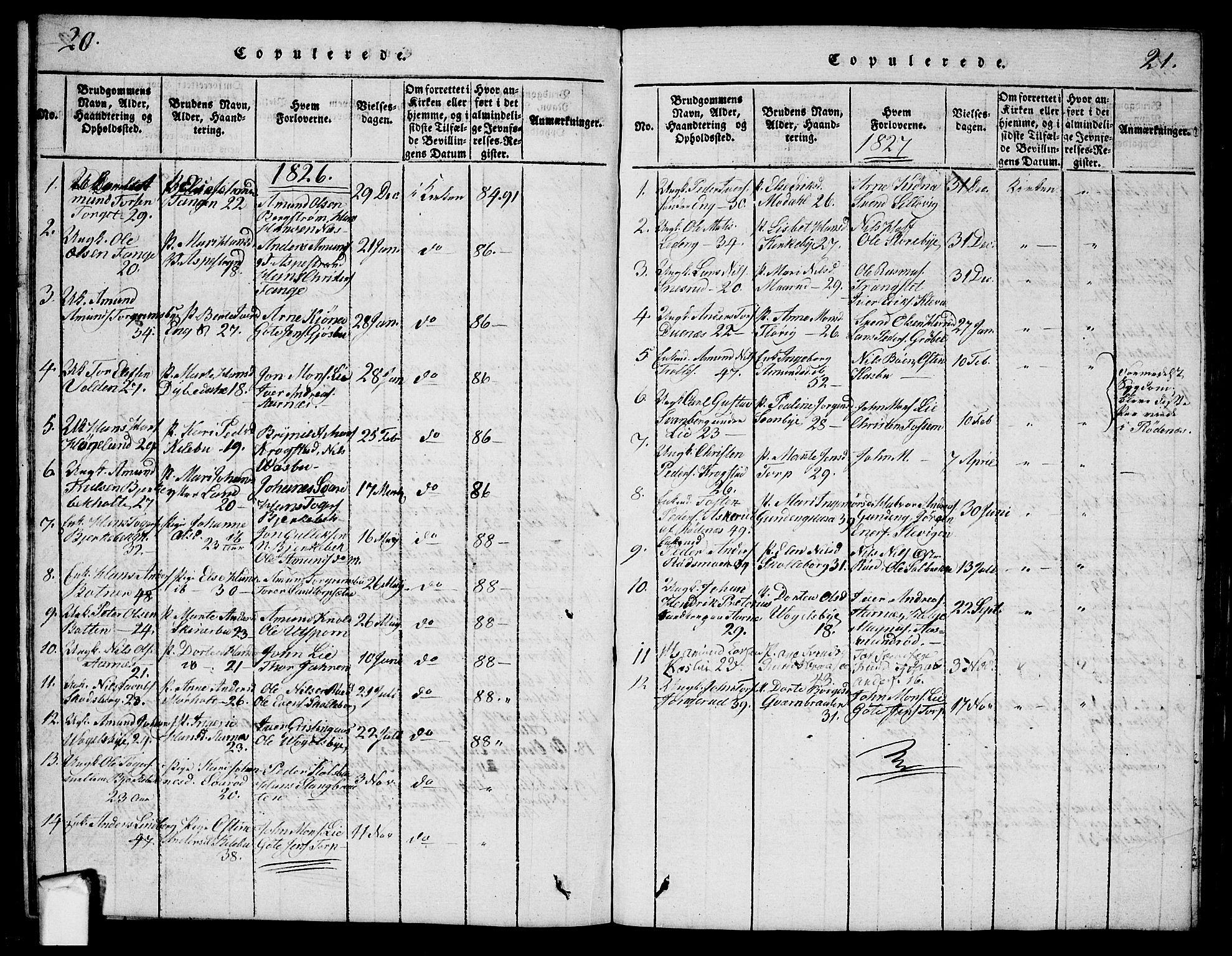 Aremark prestekontor Kirkebøker, AV/SAO-A-10899/G/Ga/L0001: Parish register (copy) no.  I 1, 1814-1834, p. 20-21