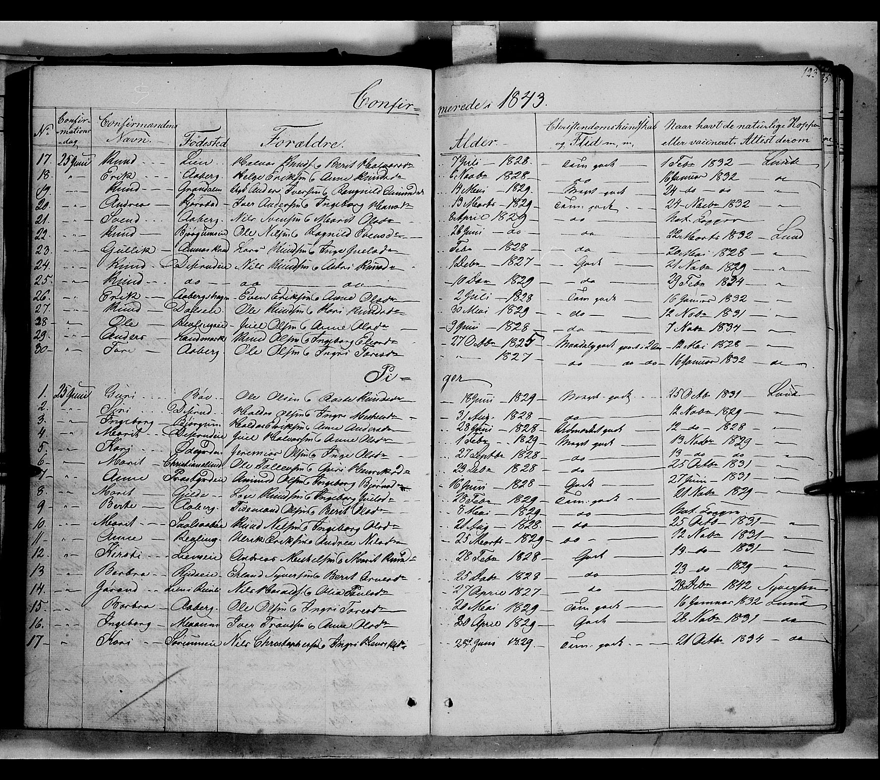 Nord-Aurdal prestekontor, SAH/PREST-132/H/Ha/Haa/L0004: Parish register (official) no. 4, 1842-1863, p. 123