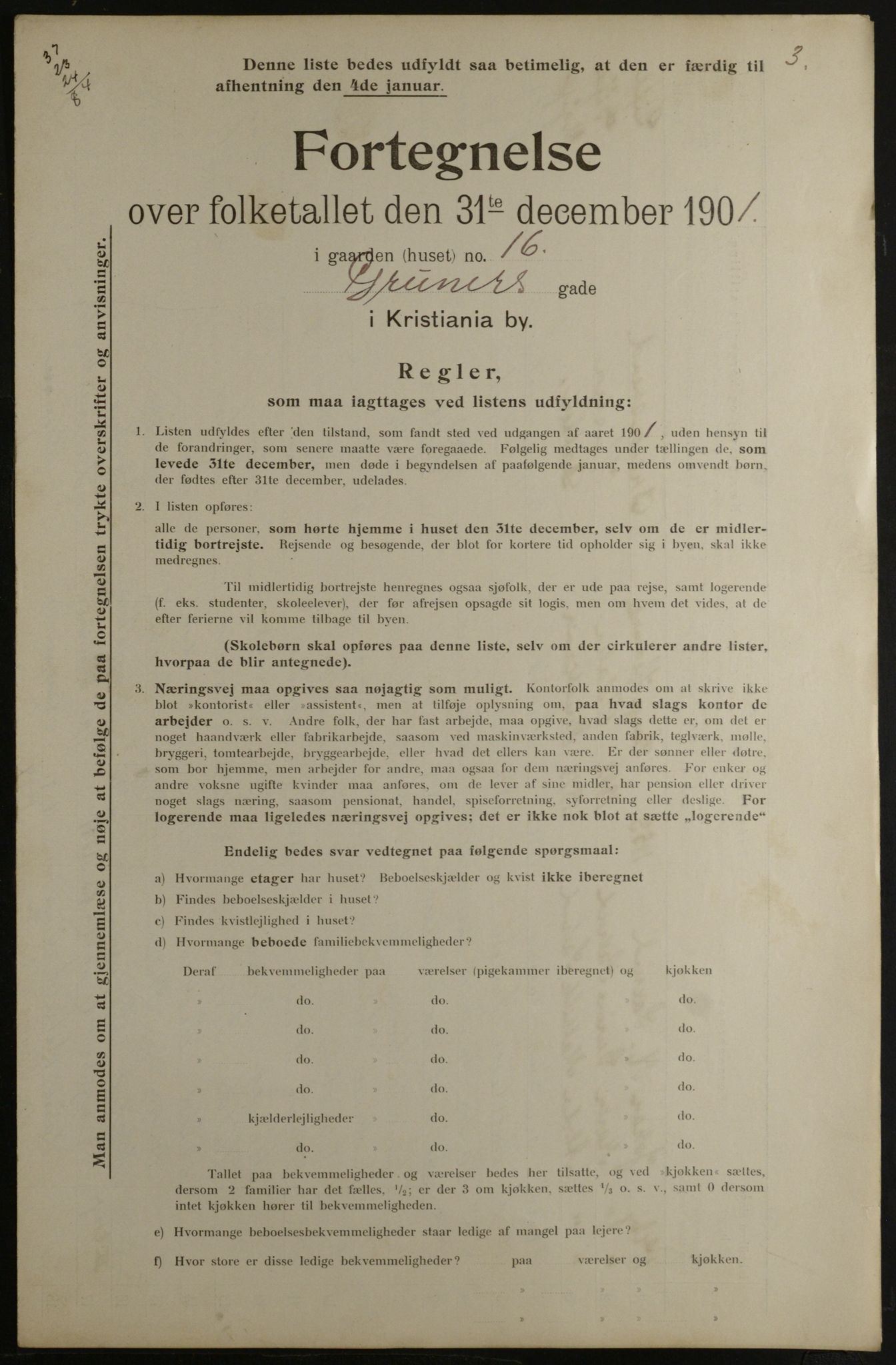 OBA, Municipal Census 1901 for Kristiania, 1901, p. 5037