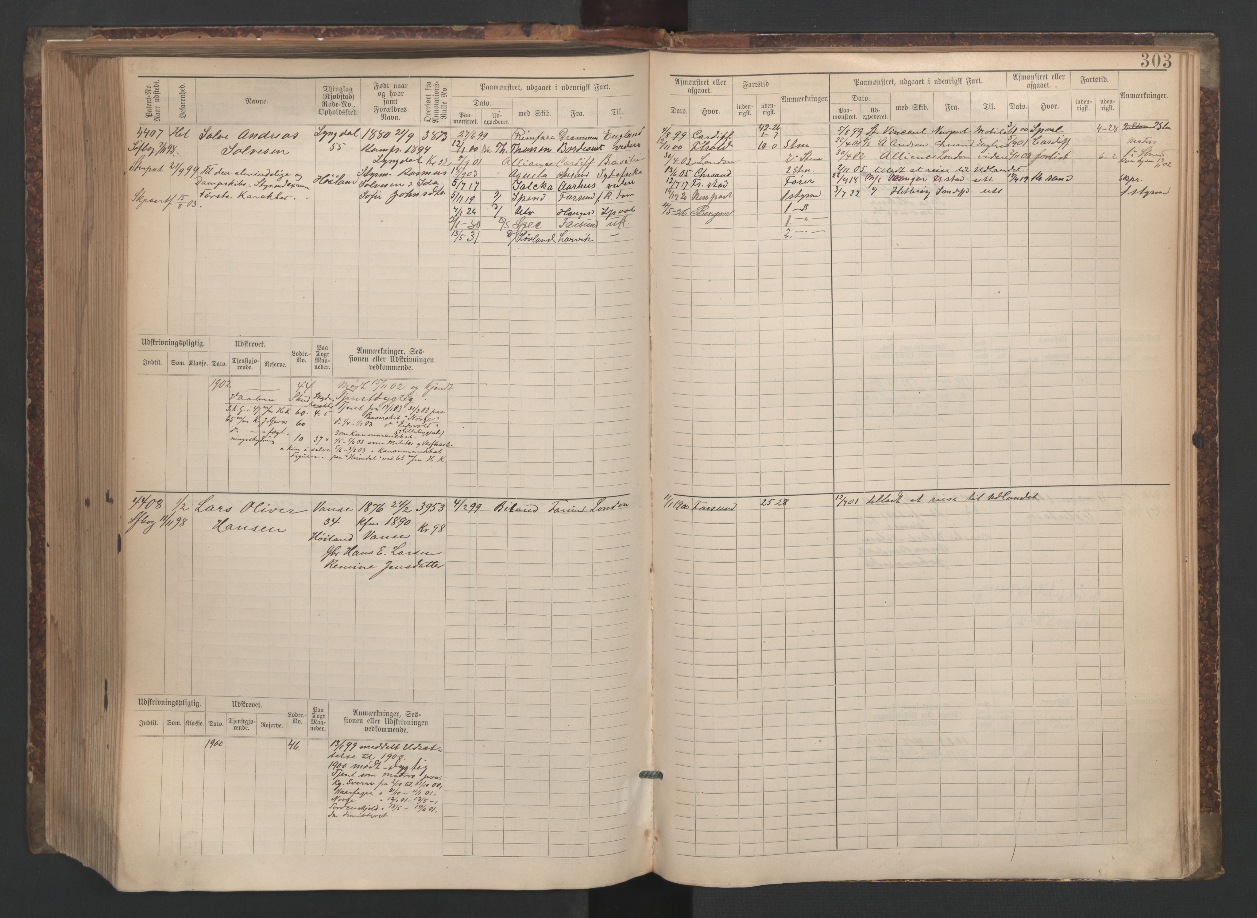 Farsund mønstringskrets, AV/SAK-2031-0017/F/Fb/L0006: Hovedrulle nr 3805-4478, M-9, 1890-1930, p. 304