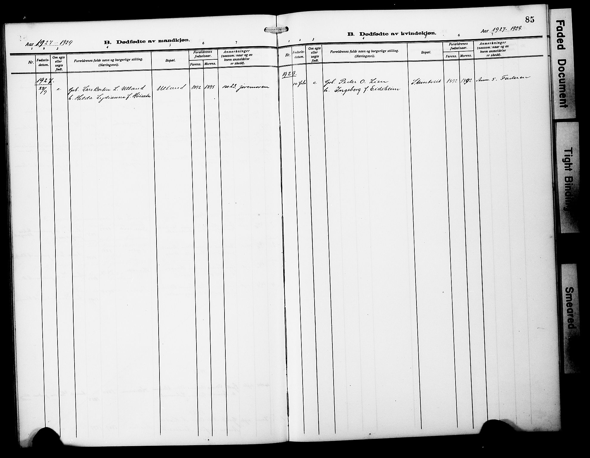 Samnanger Sokneprestembete, AV/SAB-A-77501/H/Hab: Parish register (copy) no. A 4, 1914-1929, p. 85