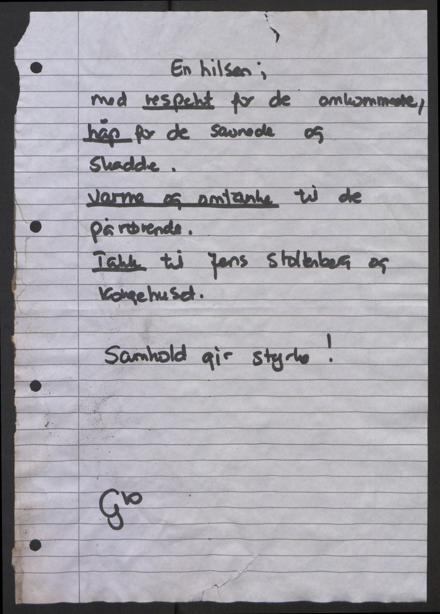 Minnemateriale etter 22.07.2011, RA/S-6313/00/A/L0001: Minnemateriale utvalgt for publisering i forbindelse med ettårsmarkeringen, 2011, p. 410