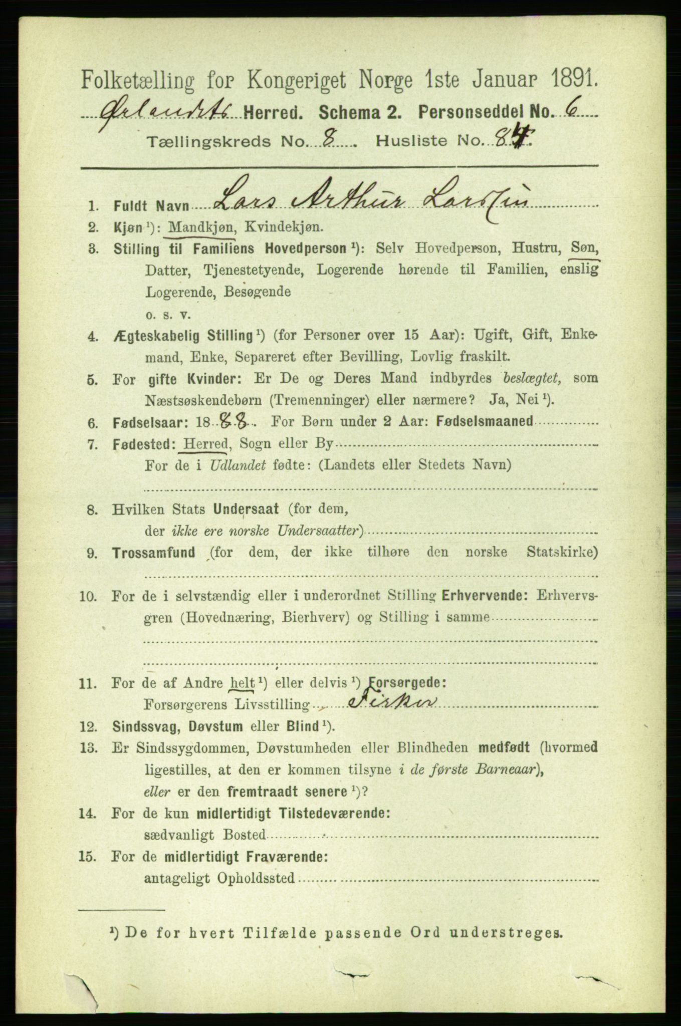 RA, 1891 census for 1621 Ørland, 1891, p. 3739