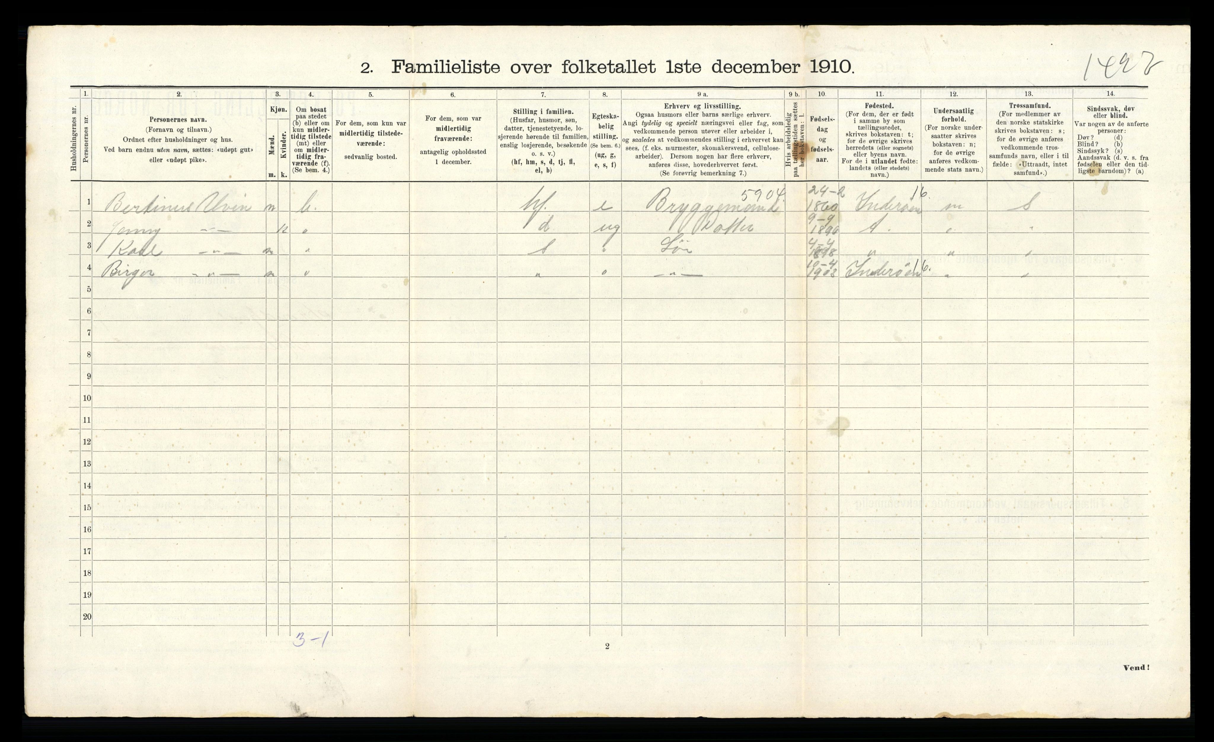 RA, 1910 census for Trondheim, 1910, p. 23892