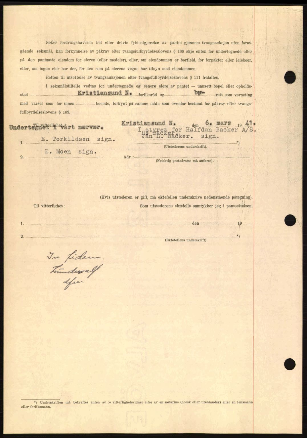 Kristiansund byfogd, AV/SAT-A-4587/A/27: Mortgage book no. 33, 1939-1941, Diary no: : 188/1941