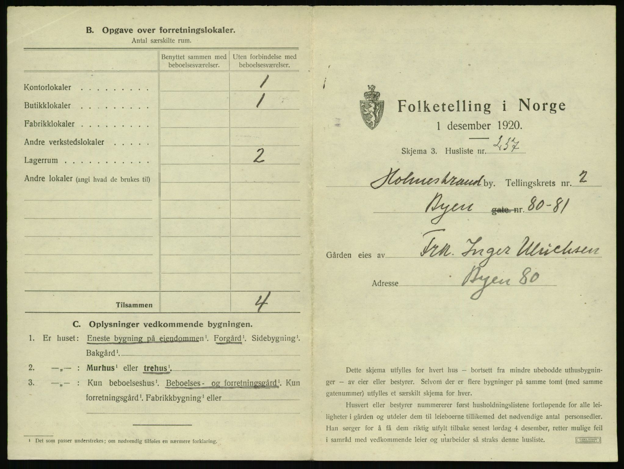 SAKO, 1920 census for Holmestrand, 1920, p. 270